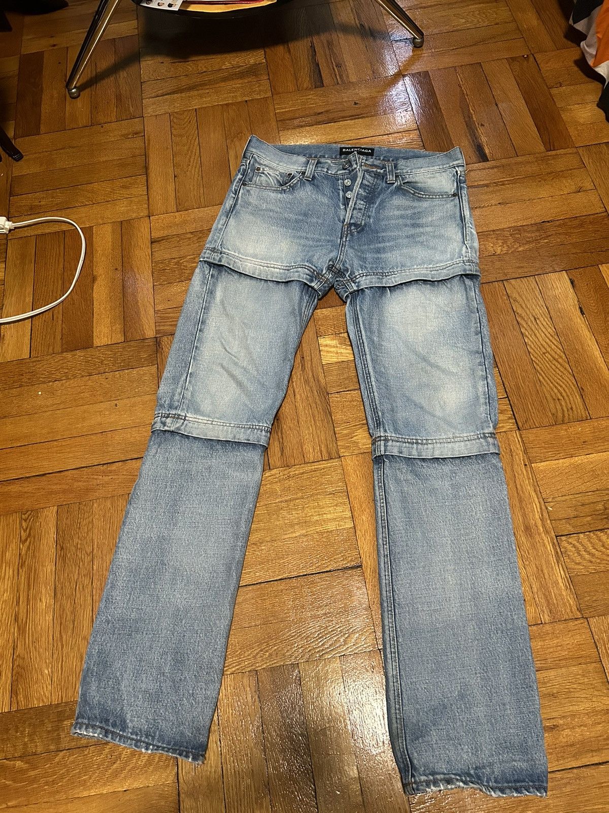 image of Balenciaga Zip Off Denims in Blue, Men's (Size 30)