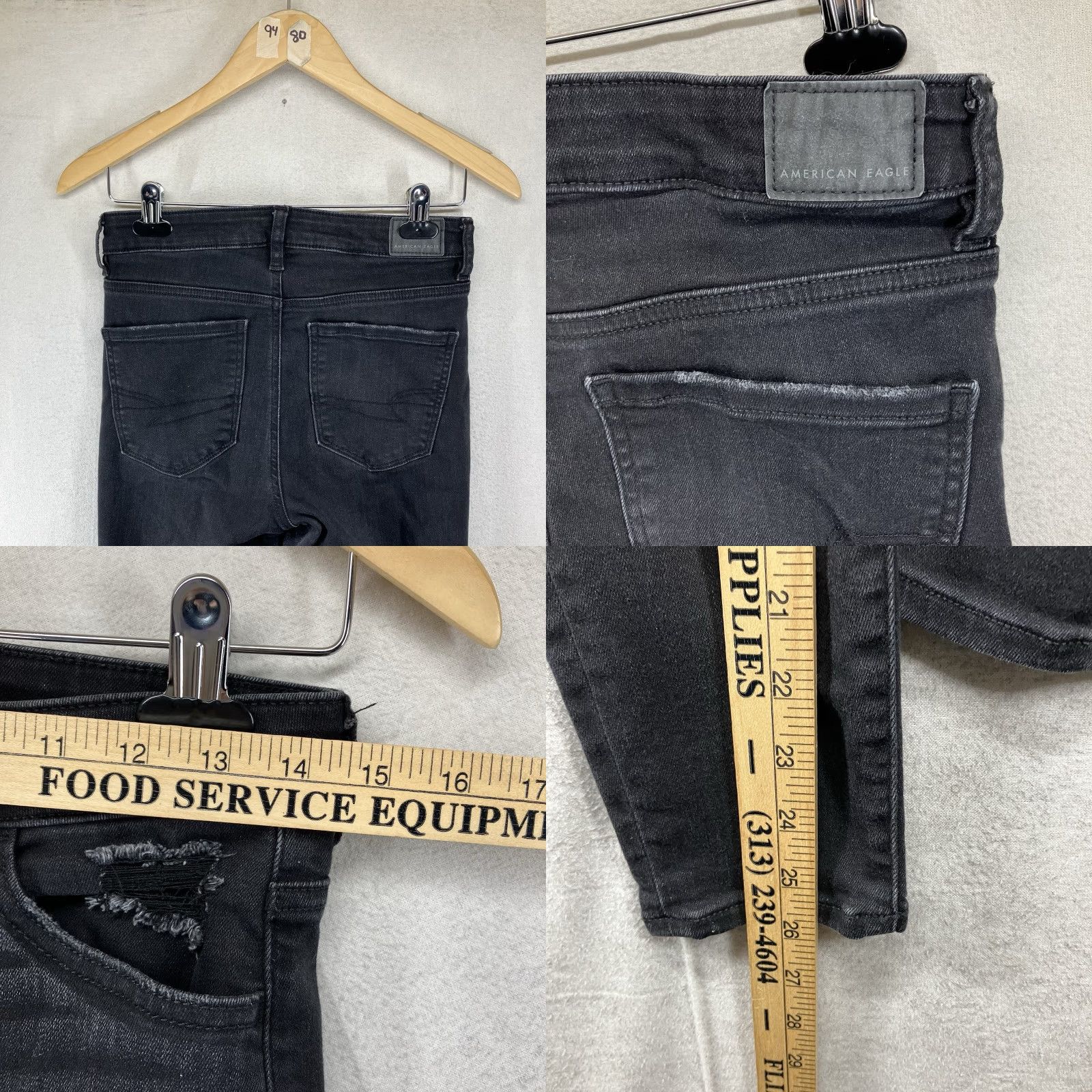 American Eagle Outfitters American Eagle Next Level Stretch Super Hi Rise Jeggings 6 Short Distressed Women Size 28" / US 6 / IT 42 - 9 Thumbnail