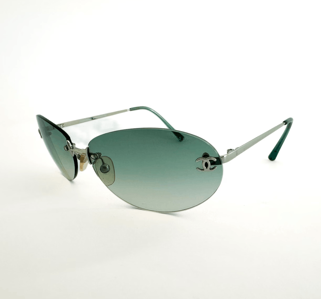 Chanel × Vintage Chanel Sunglasses 4013 Rhinestone Logo Rimless 4017 Vintage Size ONE SIZE - 3 Thumbnail