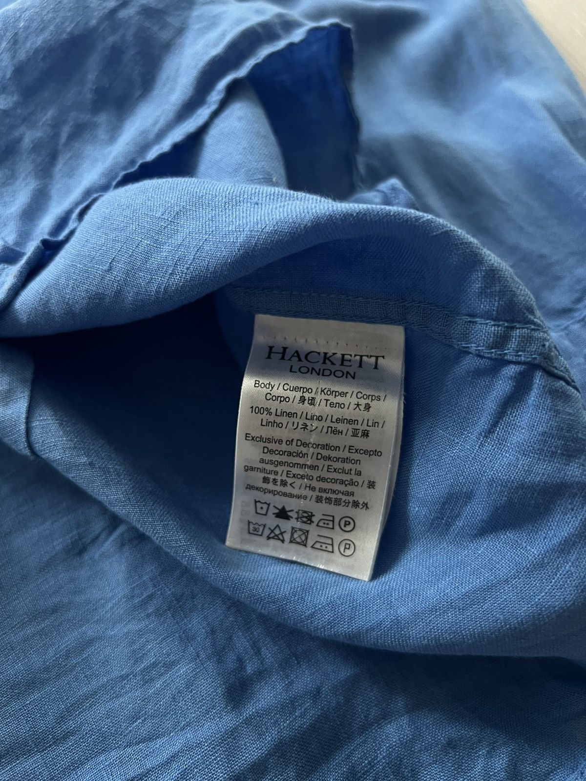 Hackett Hackett Logo-Embroidered Linen Shirt Blue XL Size US XL / EU 56 / 4 - 12 Thumbnail
