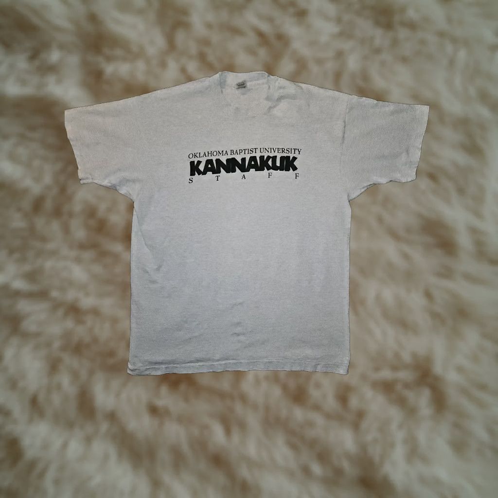 Fruit Of The Loom VINTAGE Oklahoma Baptist University Kannakuk Staff T-Shirt Unisex XL Gray Fruit of the Loom Graphic Tee Short Sleeve Shirts Mens Womens Size US XL / EU 56 / 4 - 1 Thumbnail