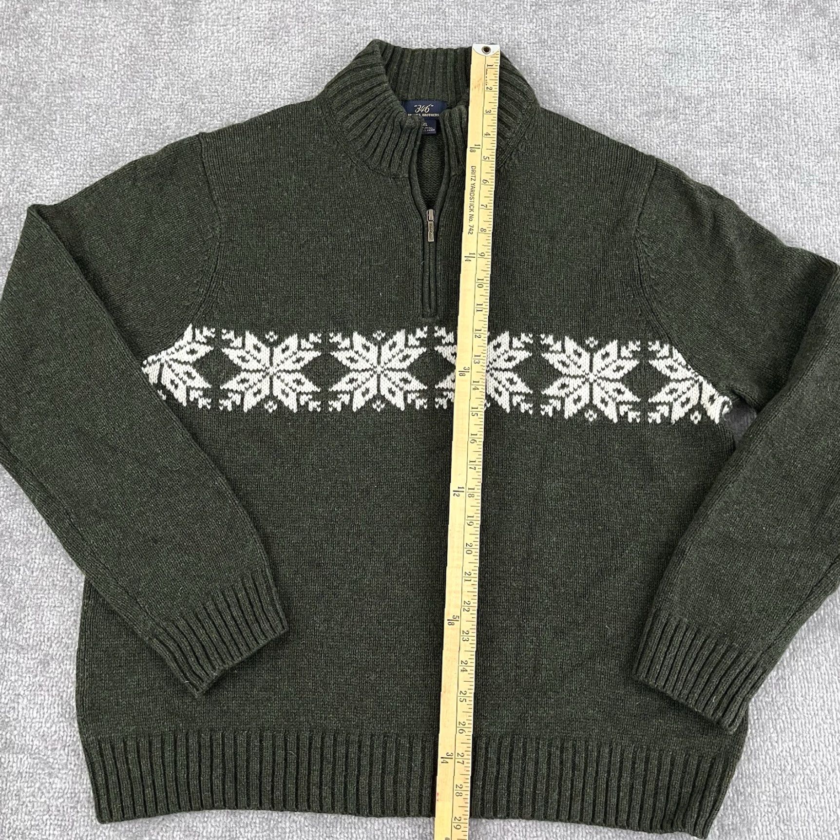 Brooks Brothers Brooks Brothers Sweater Mens XL Green Fair Isle 1/4 Zip Pullover Size US XL / EU 56 / 4 - 3 Thumbnail