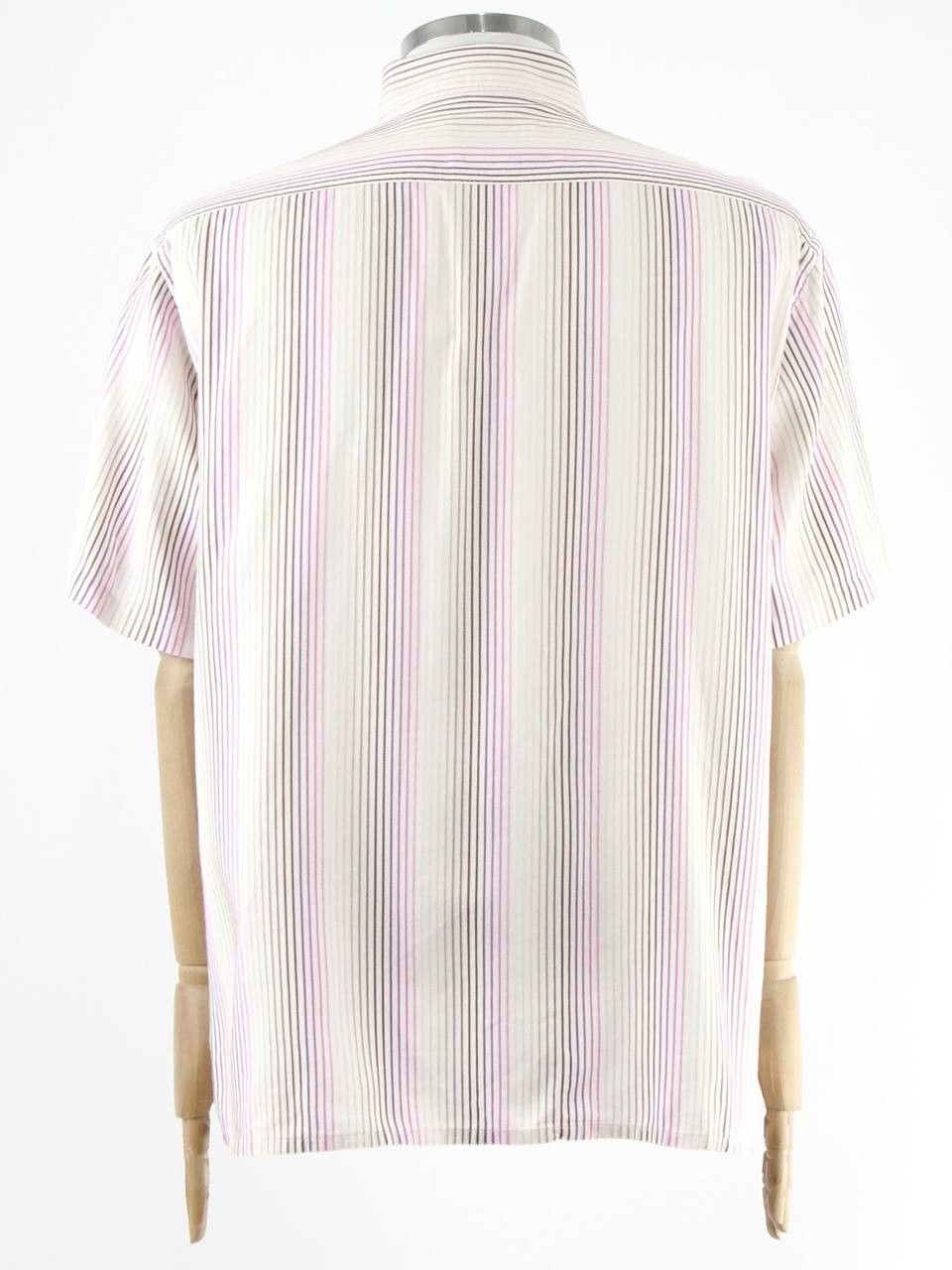 Yves Saint Laurent YVES SAINT LAURENT Textured striped shirt logo short sleeves Size US XL / EU 56 / 4 - 3 Thumbnail