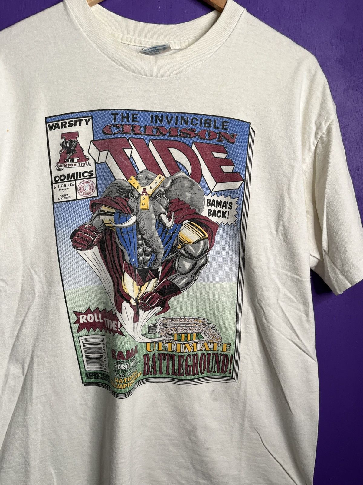 Vintage Vintage 1993 Alabama crimson tide varsity comics tee Size US XL / EU 56 / 4 - 3 Thumbnail