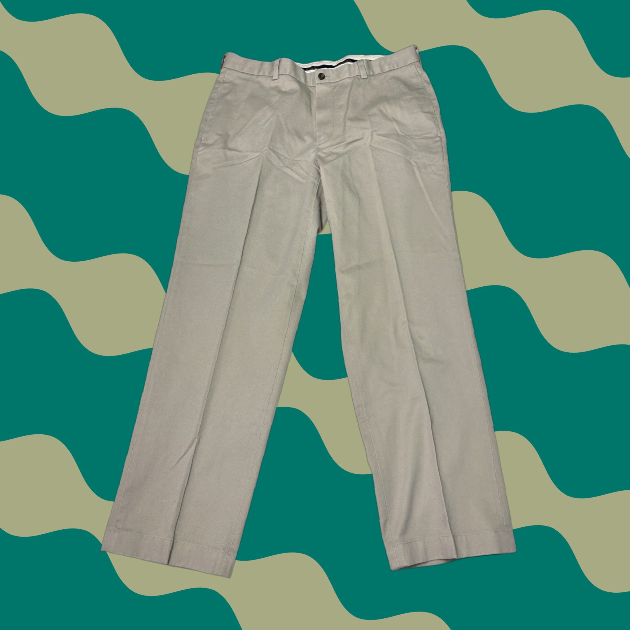 Brooks Brothers Brooks Brothers Advantage Chino Clark Beige Men's Pants W36 L30Straight Front Pockets Zipper Button Casual Business Workwear Cotton Chinos Size US 31 - 1 Thumbnail