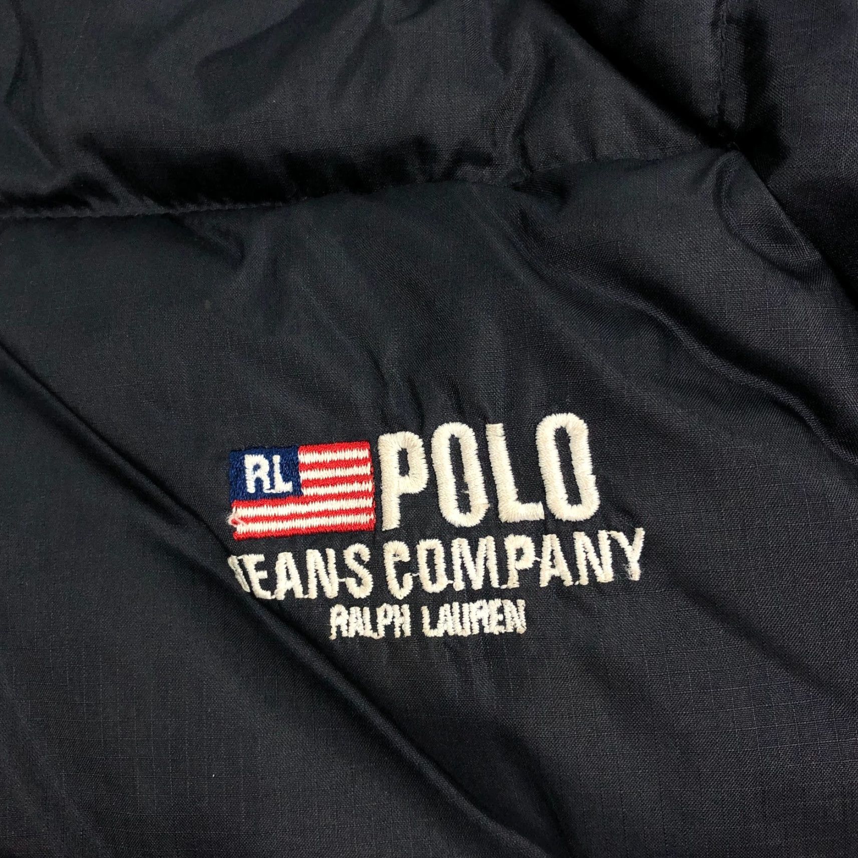 Ralph Lauren VINTAGE Ralph Lauren Puffer Jacket Polo Jeans Co Black L Down Filled Zip Velcro Stand-Up Collar Logo Quilted 90s Felt Men JACKET Size US L / EU 52-54 / 3 - 3 Thumbnail