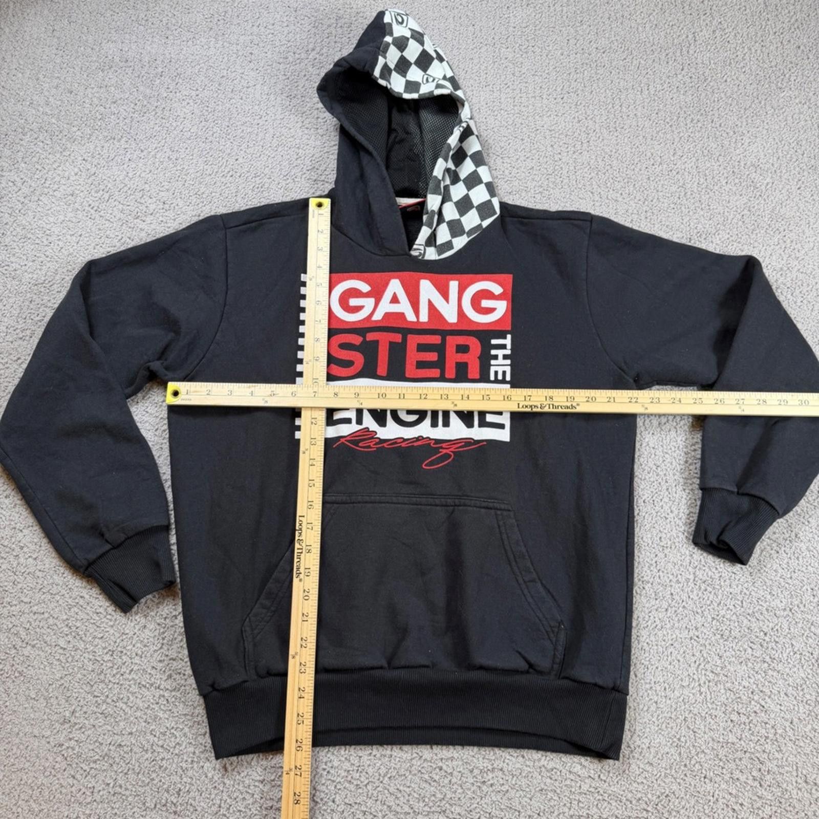 Spiritual Gangster Y2K Racing Graphic Hoodie Checkerboard Hood Streetwear Size US M / EU 48-50 / 2 - 2 Thumbnail