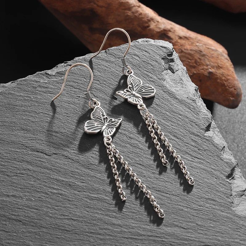 Jewelry × Vintage Butterfly Tassel Pendant Earrings Size ONE SIZE - 3 Thumbnail