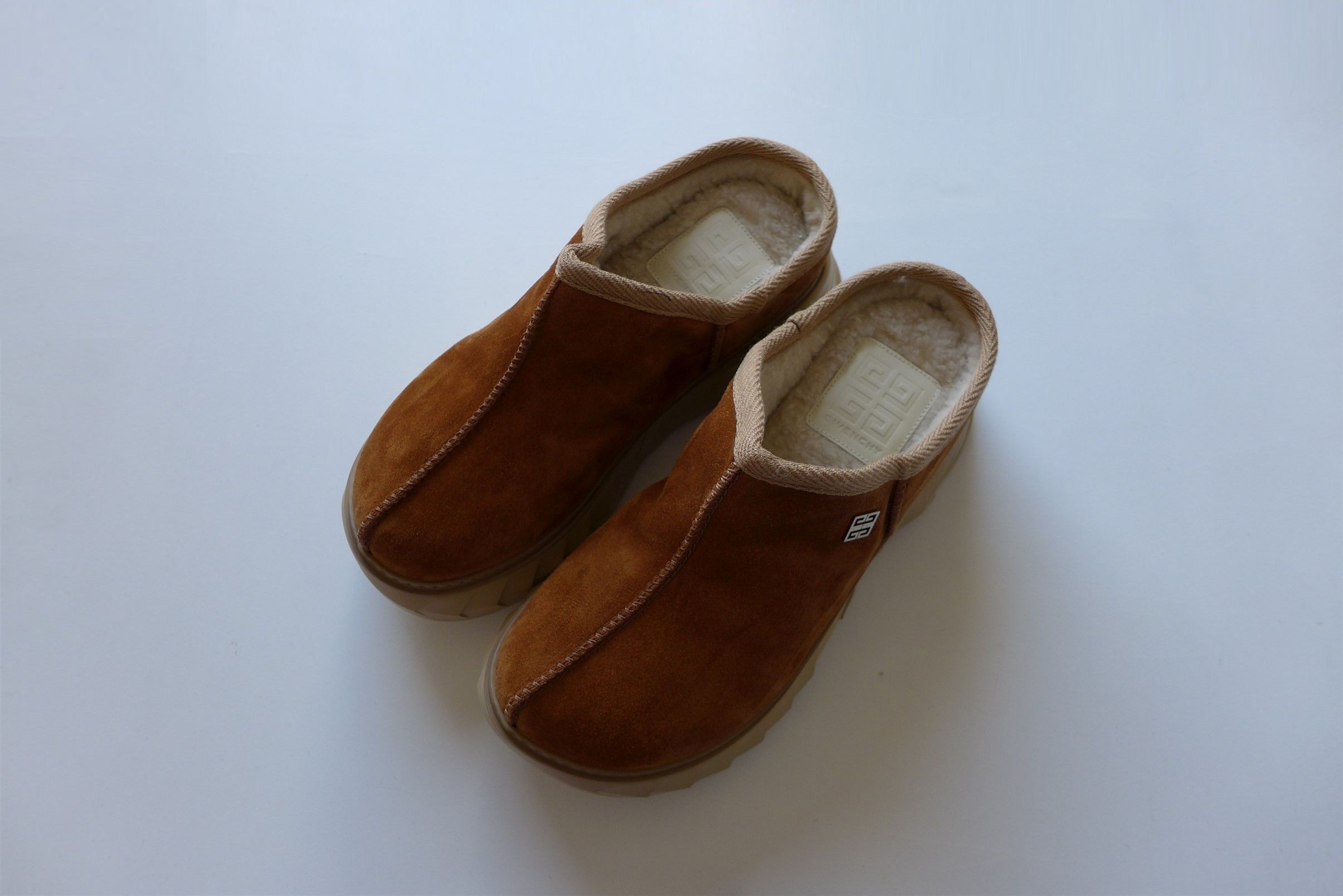 image of Givenchy Marshmallow Slippers - Brown Calf Suede, Men's (Size 9)