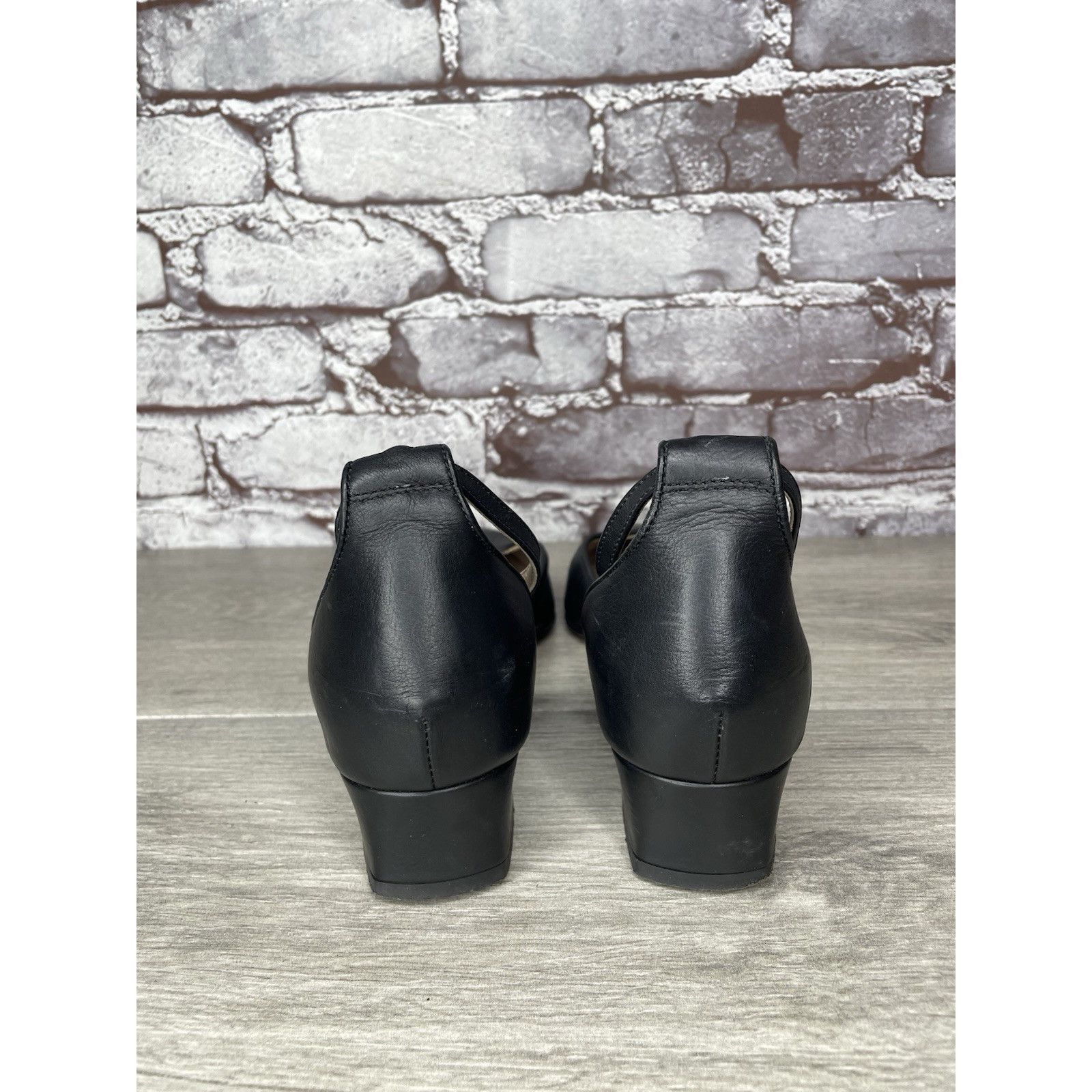 AGLINI AGL Attilio Giusti Leombruni Black Leather Pointed Strap Hee Size US 8.5 / IT 38.5 - 14 Thumbnail