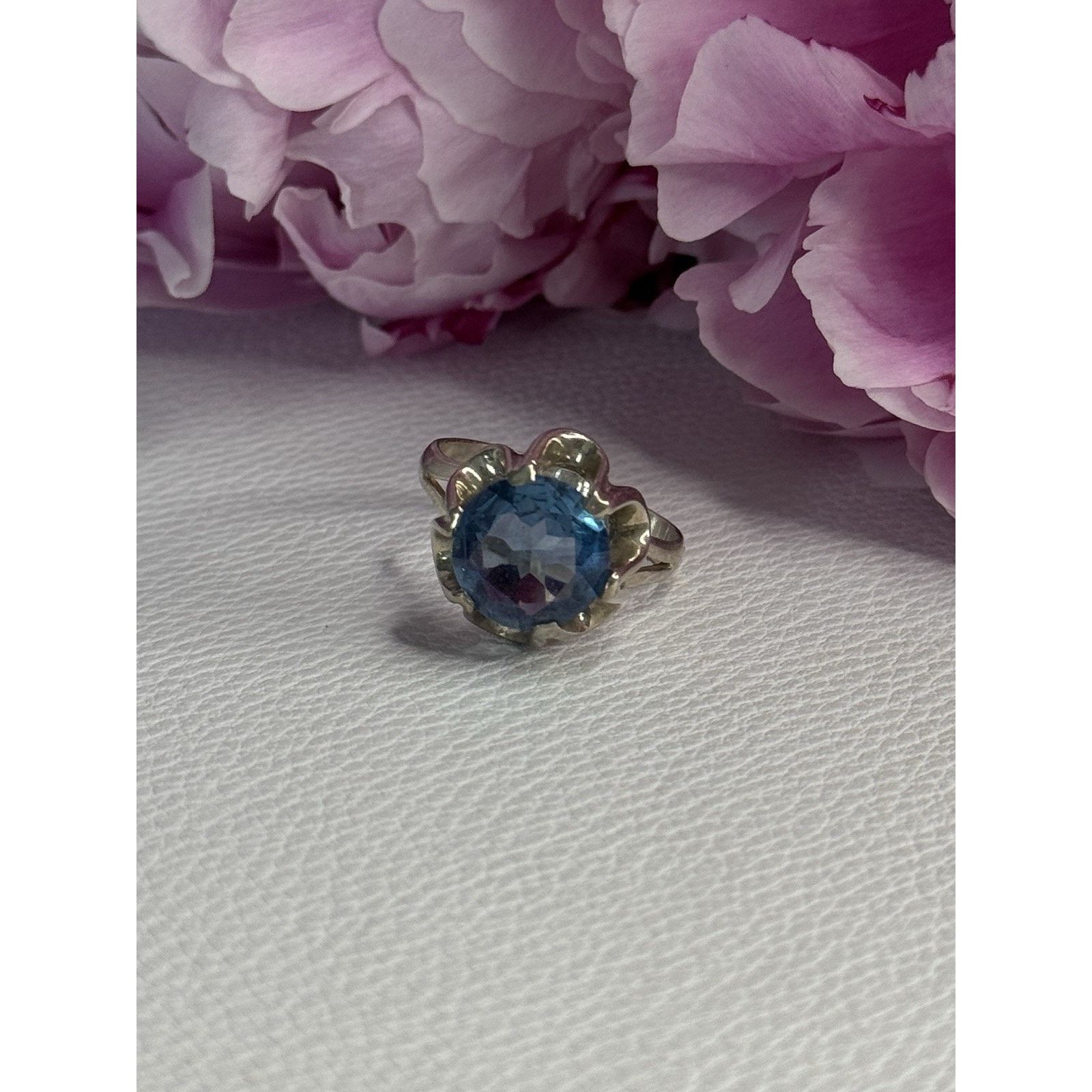 Jewelry 925 STERLING SILVER AQUAMARINE FLOWER RING SIZE 6 Size ONE SIZE - 5 Thumbnail