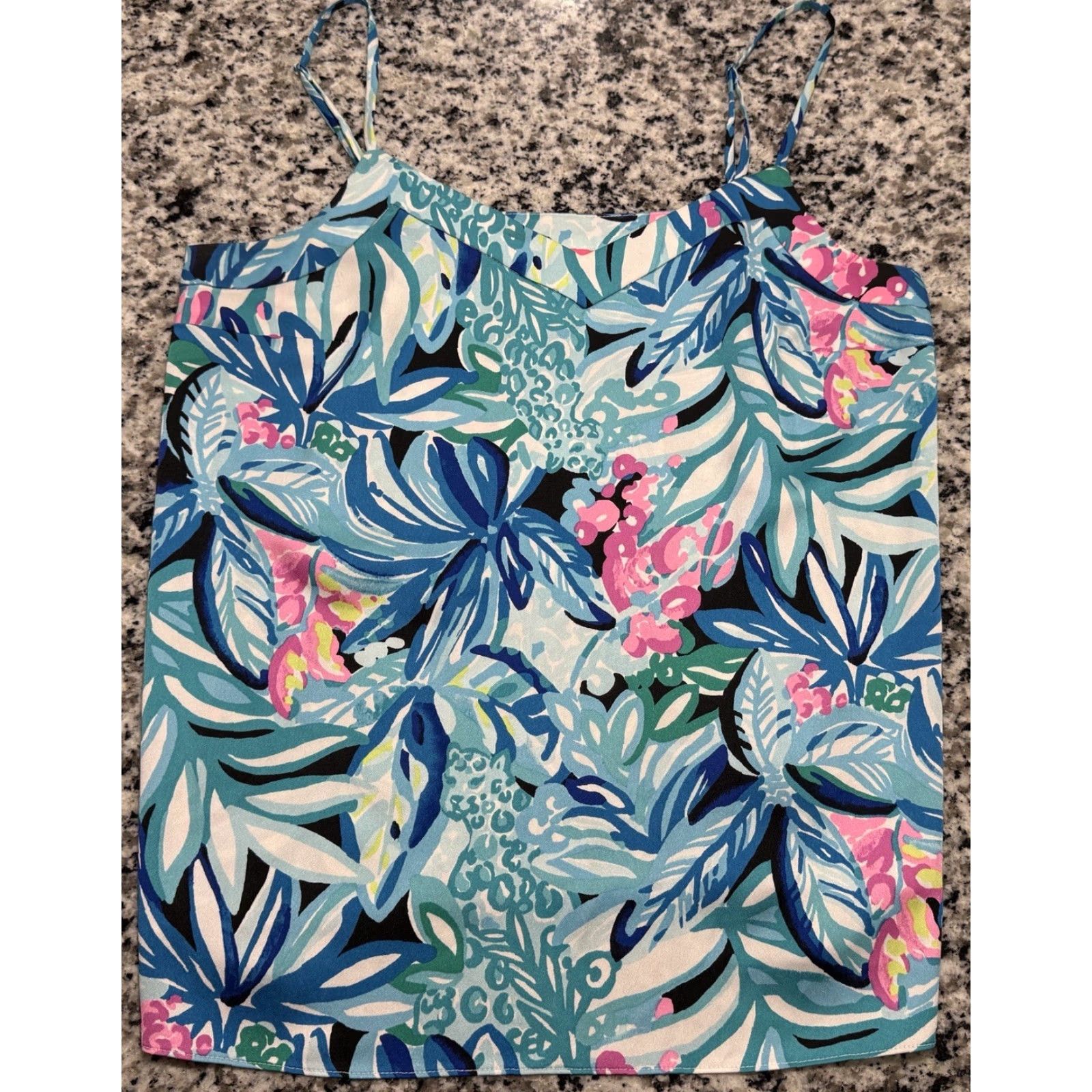 Lilly Pulitzer Lilly Pulitzer Margaery Cami Maldives Green Hype It Up Tank Women S Multicolor V-Neck Sleeveless SS Size S / US 4 / IT 40 - 2 Thumbnail
