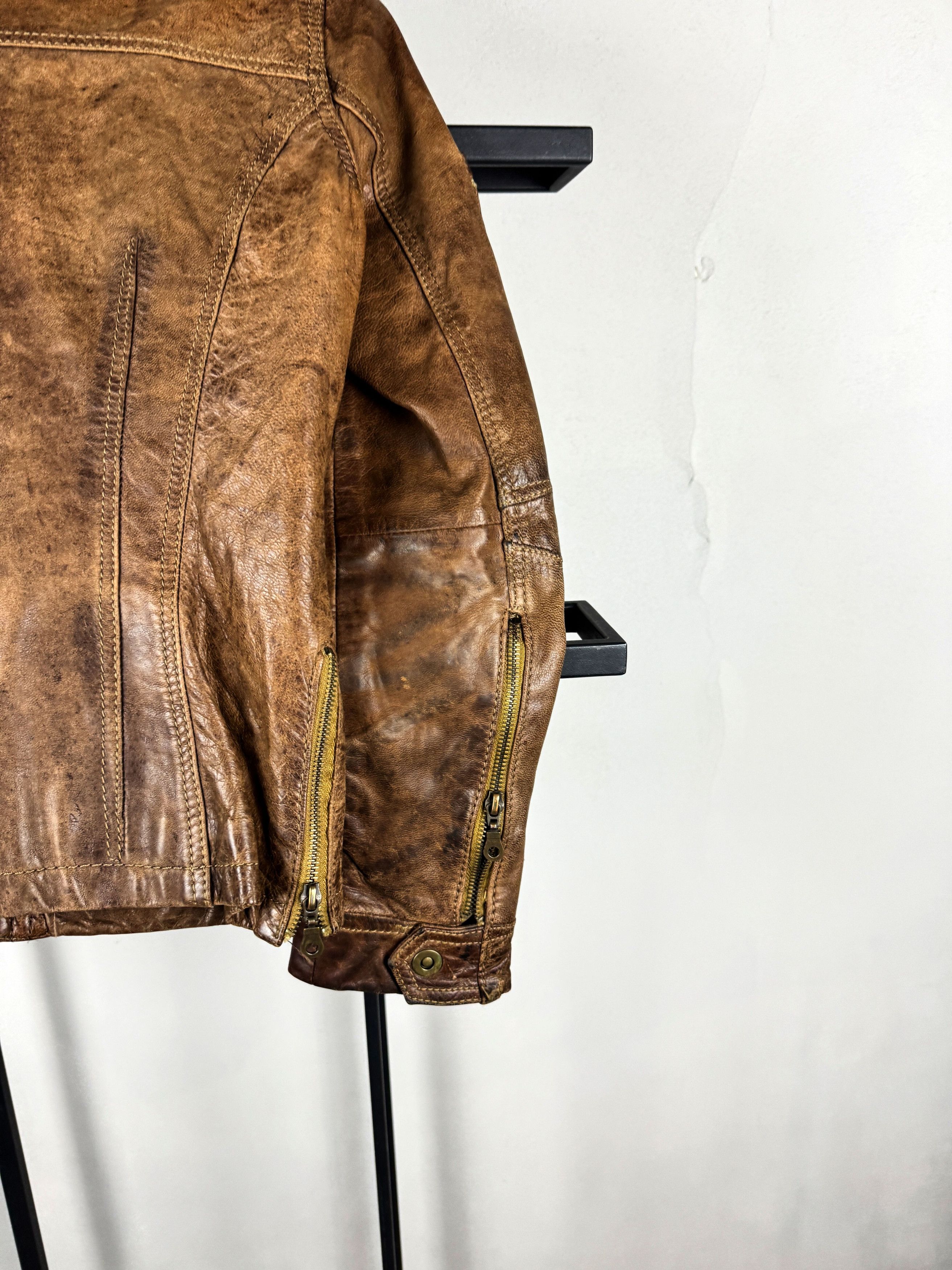 Tornado Mart Vintage Distressed Brown Leather Biker Jacket Y2K Style Size US XS / EU 42 / 0 - 5 Thumbnail