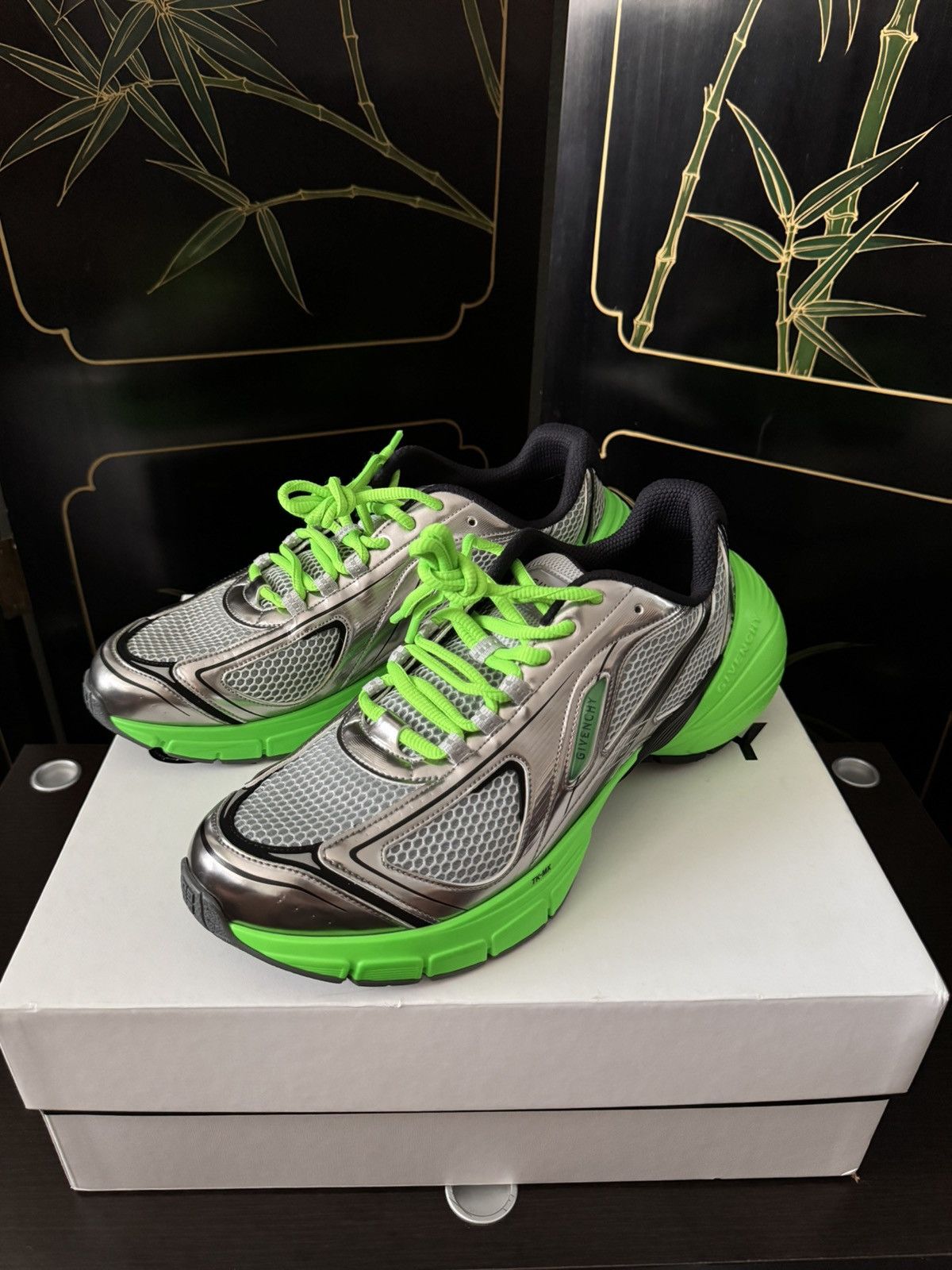 Givenchy Givenchy TK-MX Silver/Green Runner Sneaker Size US 10 / EU 43 - 1 Thumbnail
