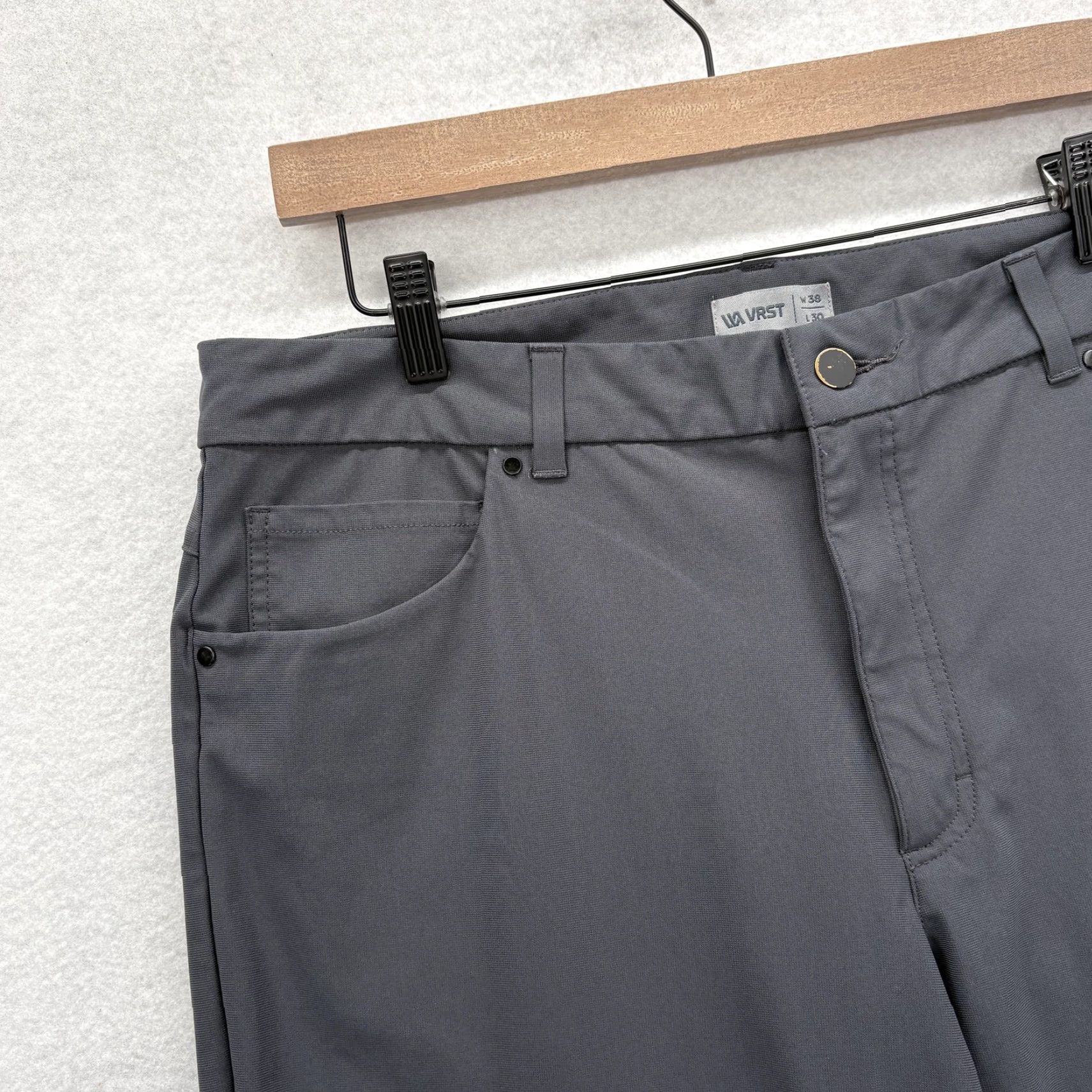 Vintage VRST Limitless Slim Fit 5-Pocket Pants Mens 38x28 Gray Stretch Tech Chino Gym Size US 38 / EU 54 - 3 Thumbnail