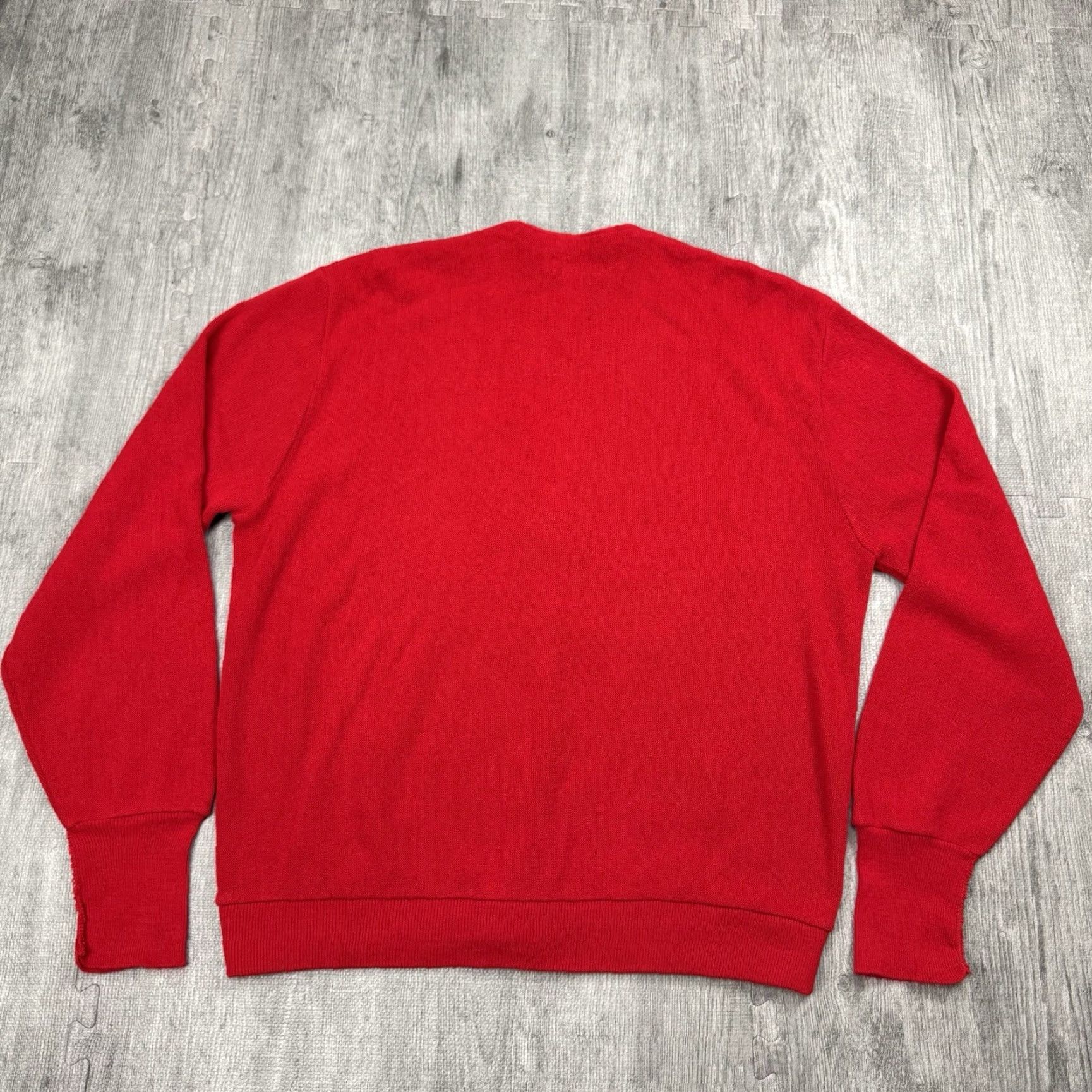 Izod Vintage IZOD 80s US Made Red Acrylic Knit Cardigan Men XL Preppy V-Neck Button Front Size US XL / EU 56 / 4 - 6 Thumbnail