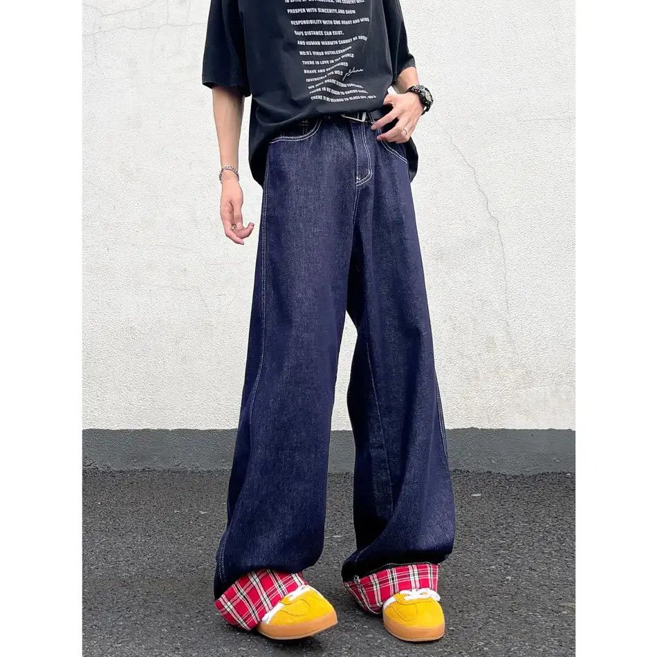 Japanese Brand Retro loose wide leg patchwork jeans Size US 32 / EU 48 - 4 Thumbnail