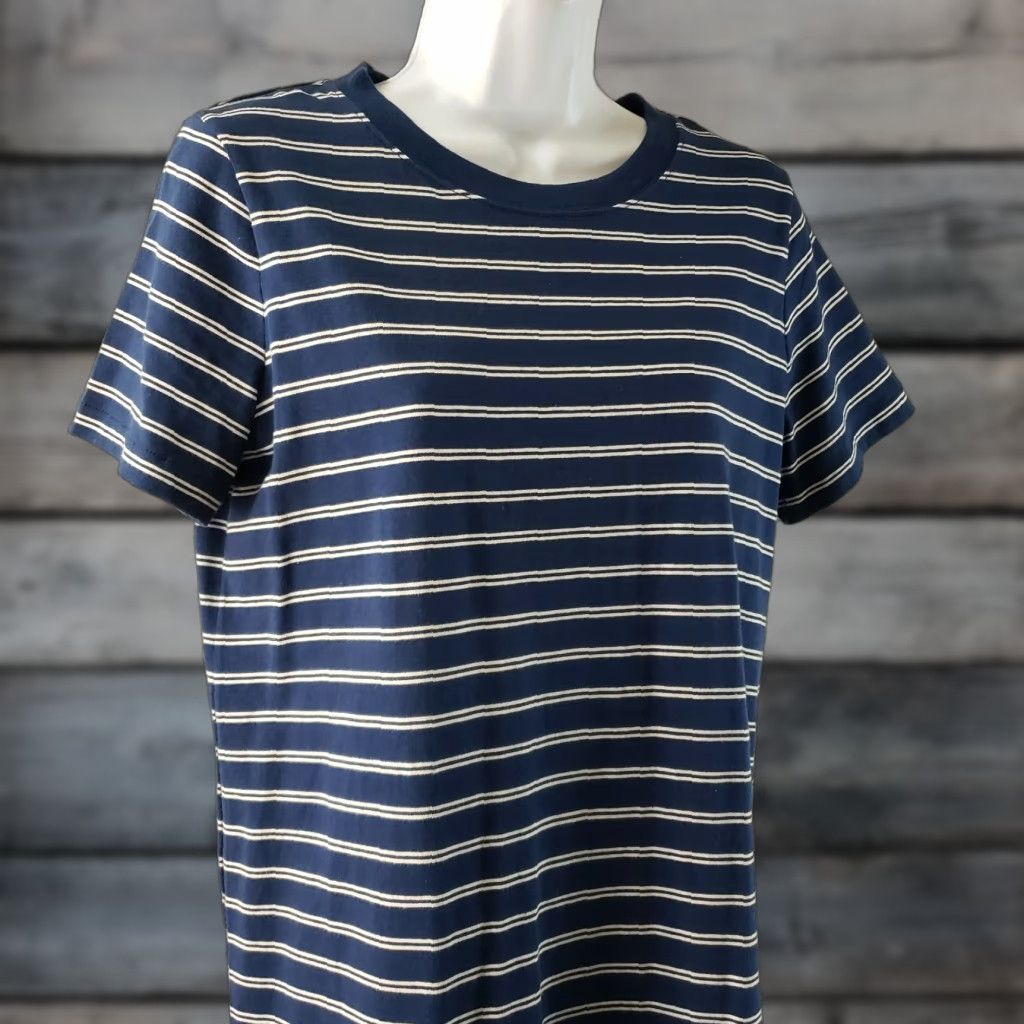 Madewell Madewell Womens Tee Dress in Epperson Stripe Sz Small Blue Short Sleeve Cotton Dress Size 28" / US 6 / IT 42 - 1 Thumbnail