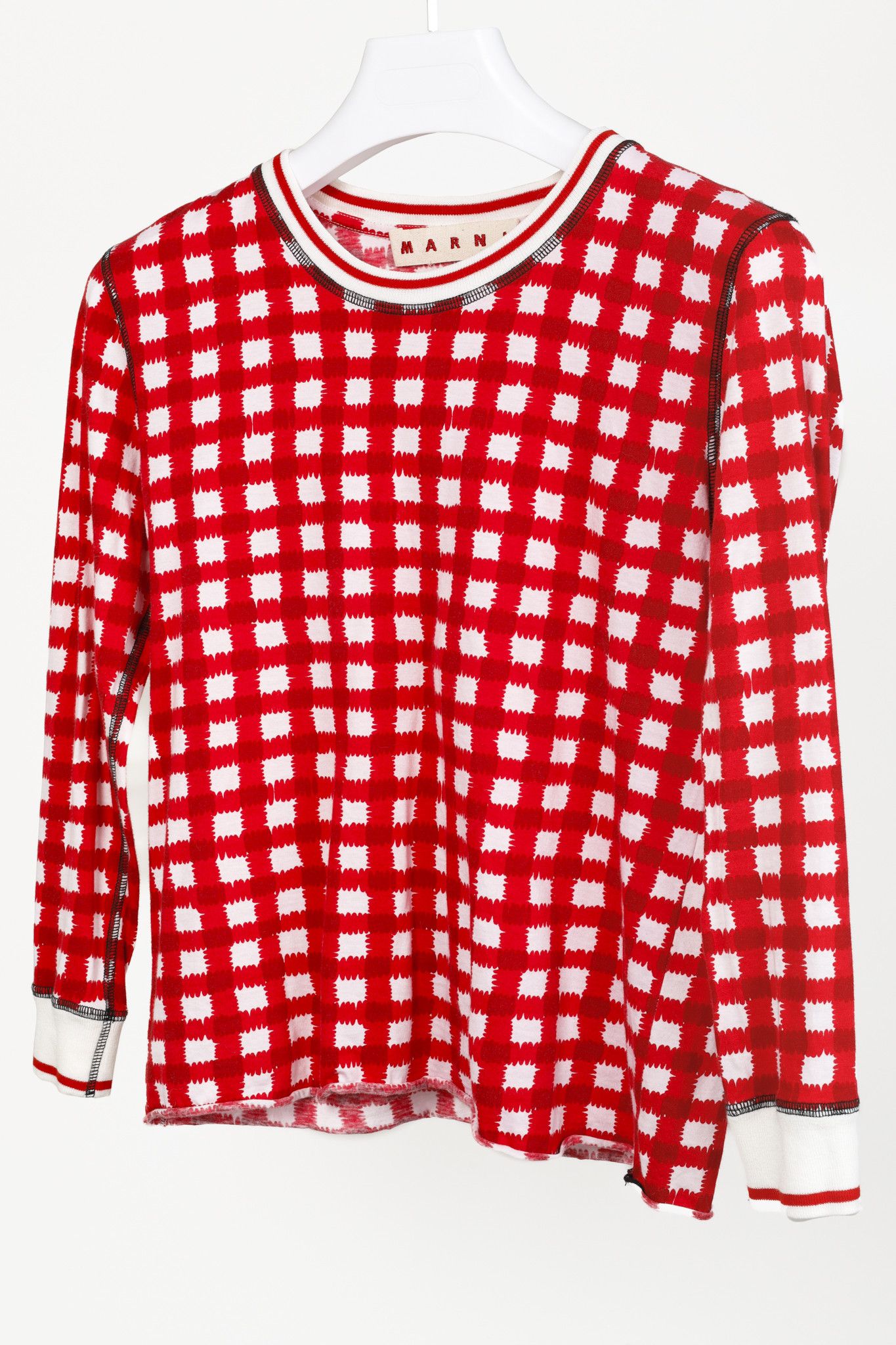 Marni Marni Red Pink Check Varsity Knit Trim Top Size M / US 6-8 / IT 42-44 - 3 Thumbnail