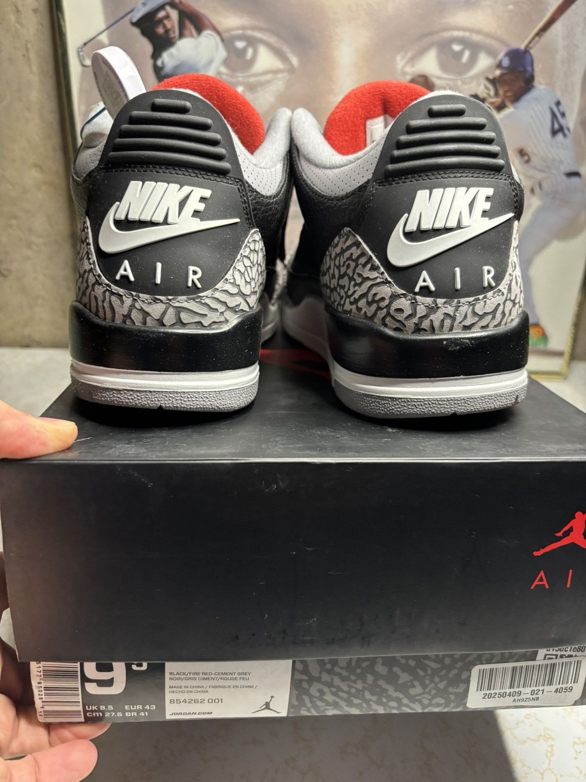 Jordan Brand Jordan 3 Retro Black Cement 2018 Size US 9.5 / EU 42-43 - 7 Thumbnail