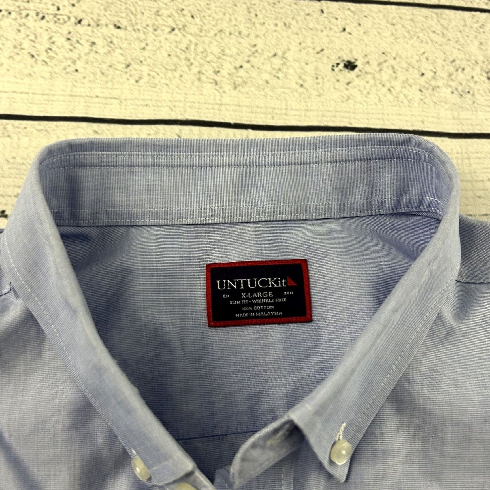 UNTUCKit UNTUCKit Slim Fit Wrinkle Free Long Sleeve Button Front Shirt Mens XL Blue Size US XL / EU 56 / 4 - 2 Thumbnail
