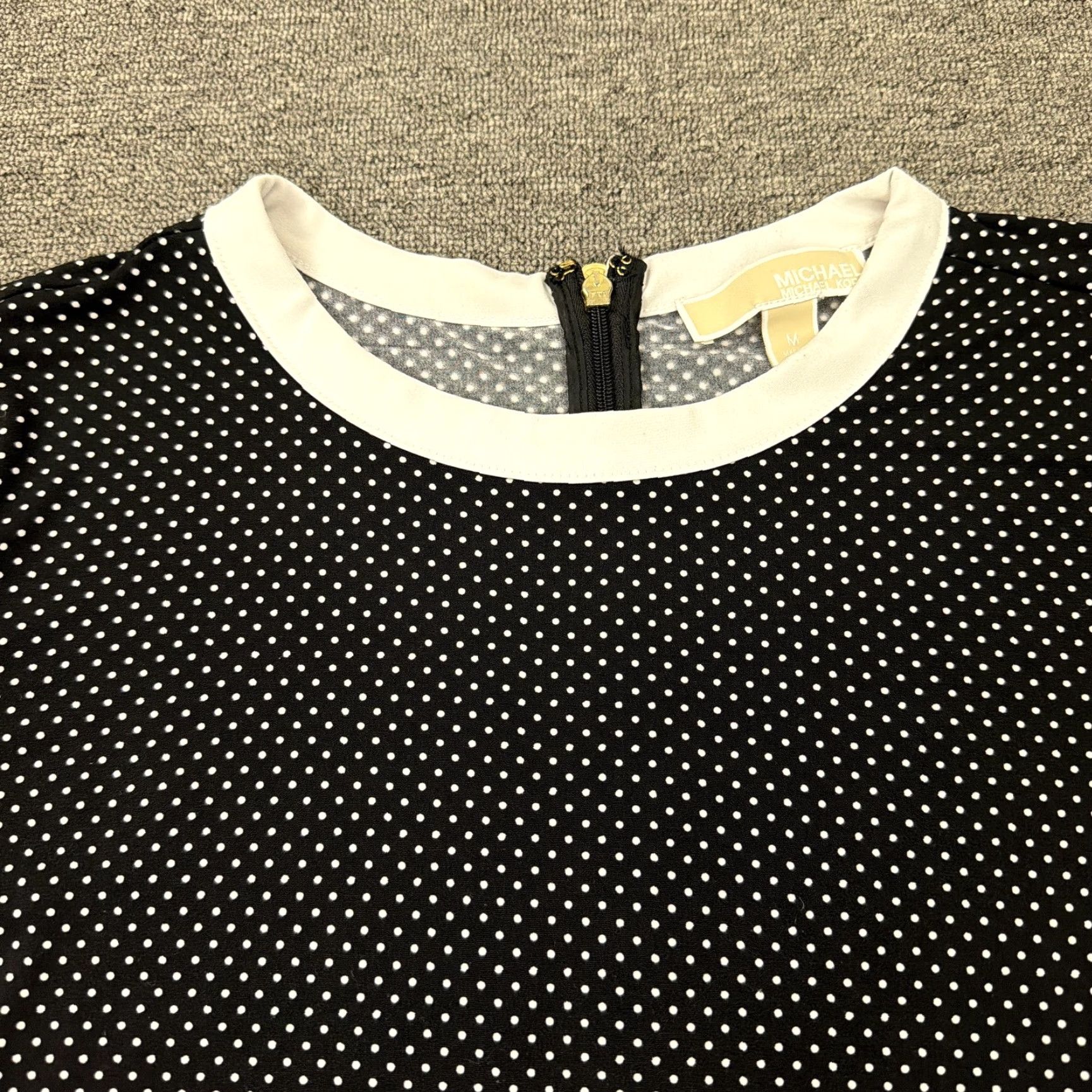 Vintage Michael Kors Dress Womens M Black Polka Dot Bell Sleeve Ruffle Hem Crew Neck Short Dress Size M / US 6-8 / IT 42-44 - 4 Thumbnail