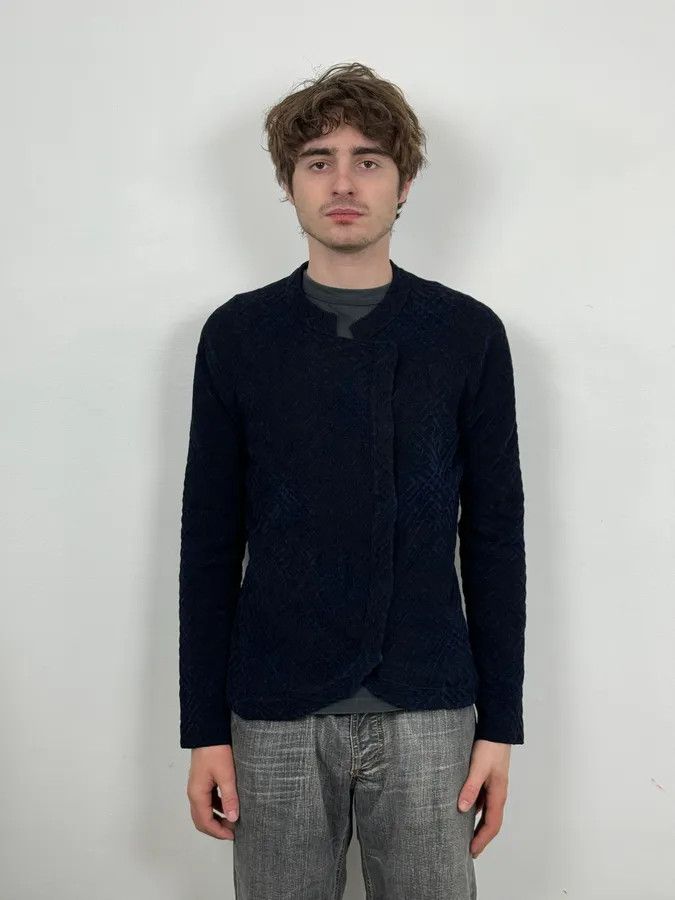 Emporio Armani SS2023 Emporio Armani Asymmetrical Navy Textured Jacket Size XS / US 0-2 / IT 36-38 - 2 Thumbnail
