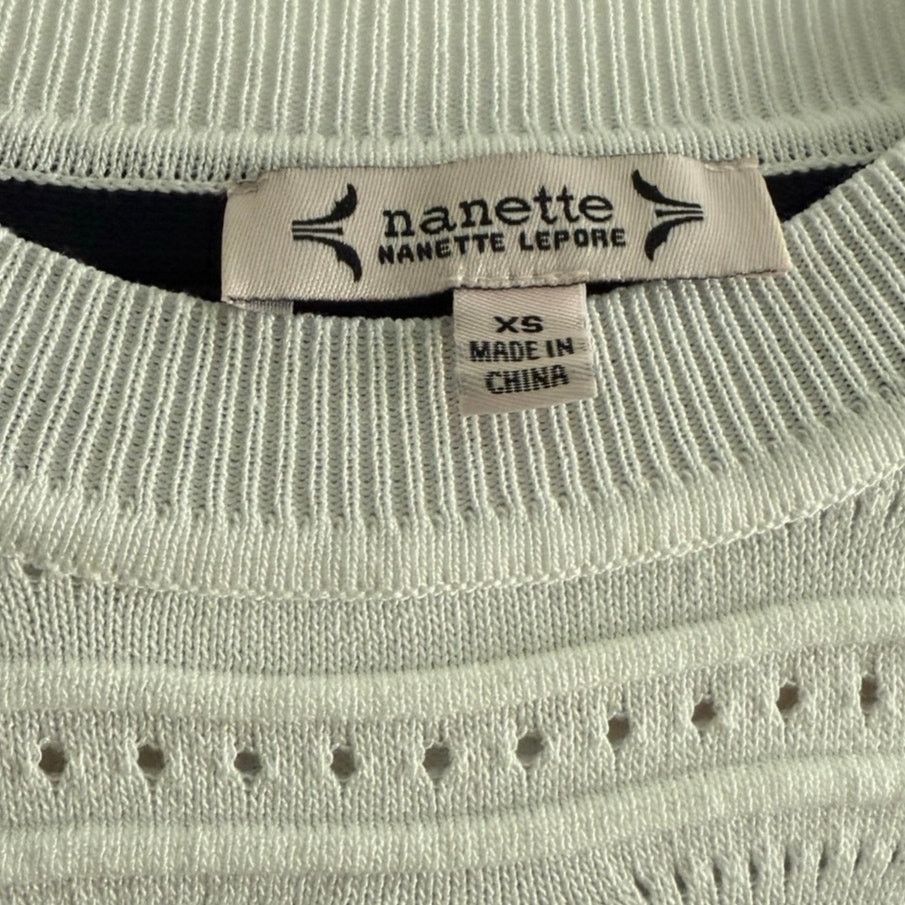 Nanette Lepore Nanette Lepore Striped Textured Knit Top XS, Navy and White Size XS / US 0-2 / IT 36-38 - 4 Thumbnail
