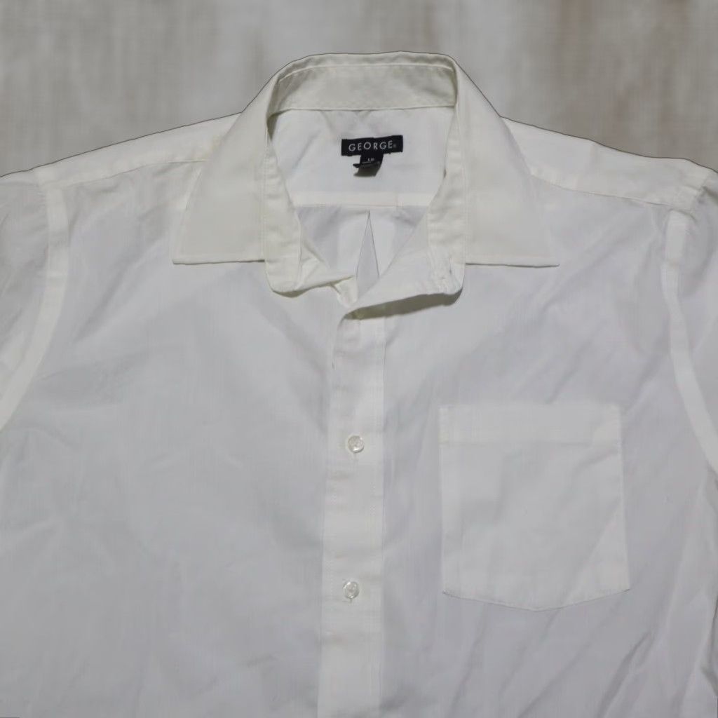 George George Shirt Adult L White Button-Up Long Sleeve Mens World Size US L / EU 52-54 / 3 - 1 Thumbnail