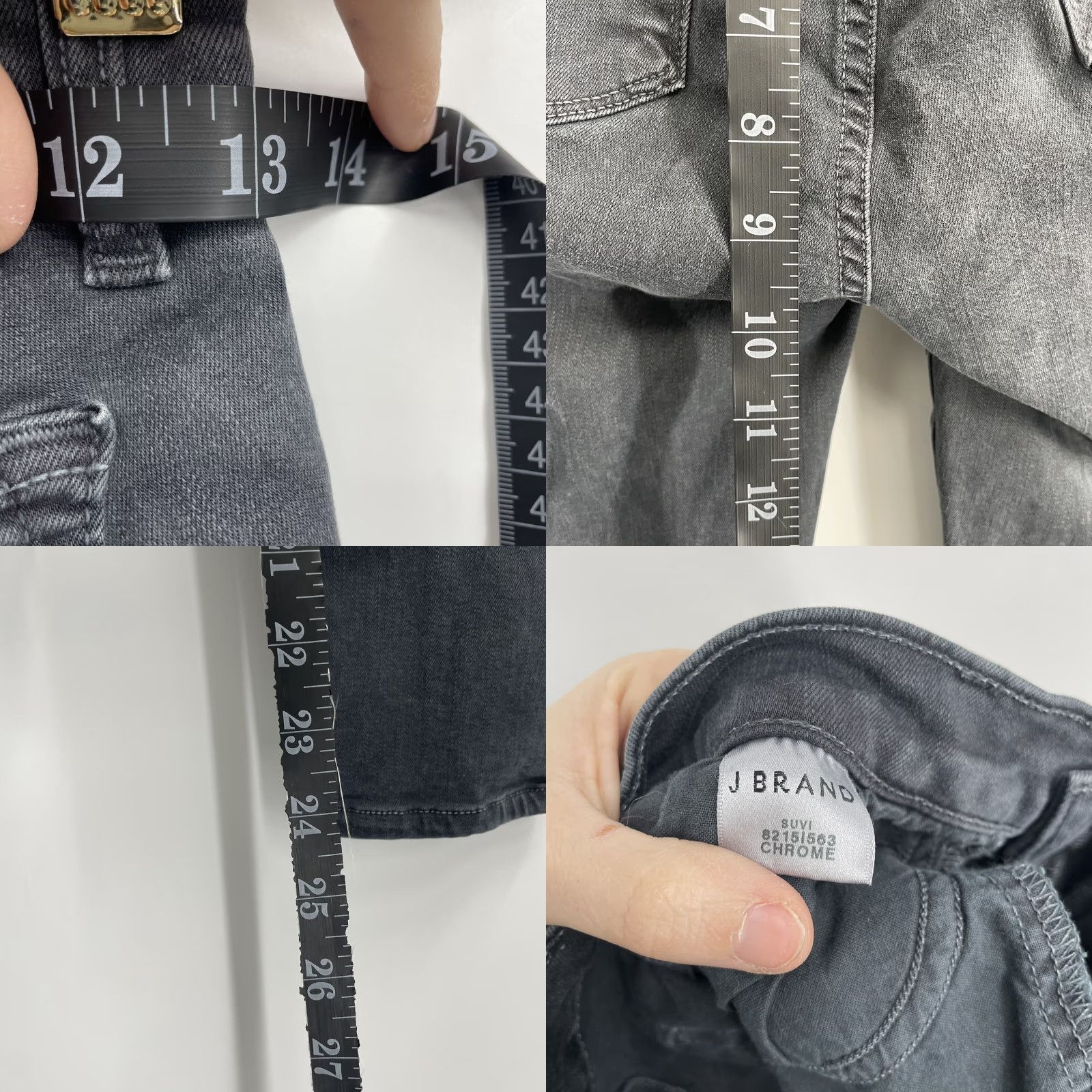 J Brand J Brand Suvi Chrome Jeans Women's 25 Skinny Cropped Gray Button Ankle Moto Size 42" / US 20 - 8 Thumbnail