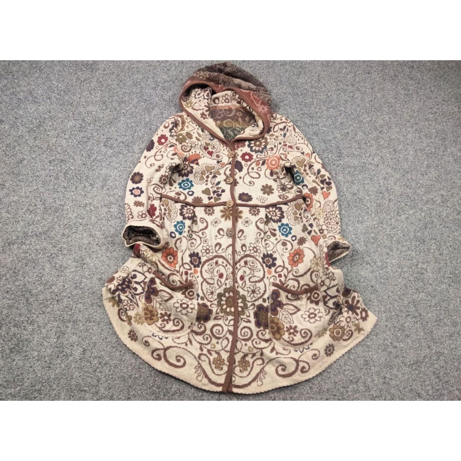 Vintage VINTAGE IVKO Embroidered Wool Cardigan Womens Floral Boho Knit Button Sweater Hoodie Size M / US 6-8 / IT 42-44 - 3 Thumbnail