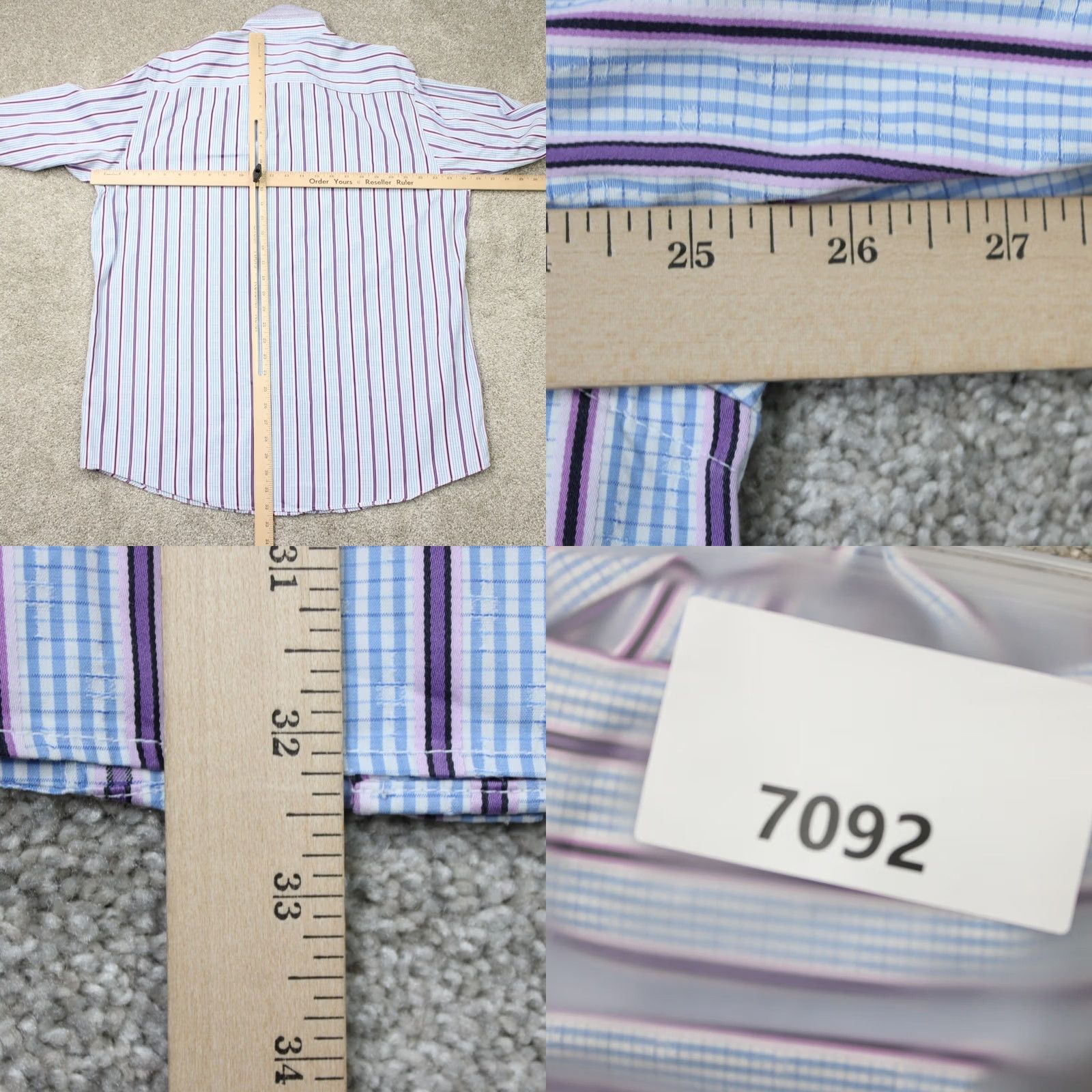 BUGATCHI Bugatchi Uomo Shirt Mens XL Blue/Pink/Purple Striped Cotton Long Sleeve Button-Up Size US XL / EU 56 / 4 - 8 Thumbnail