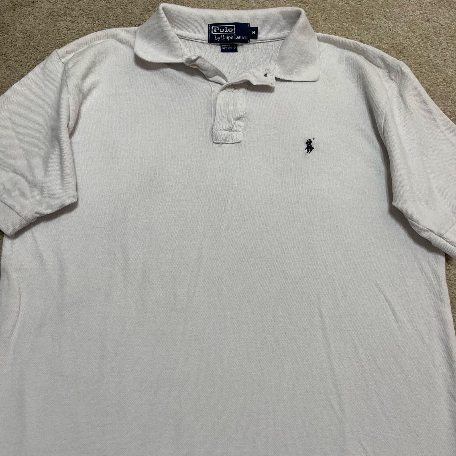 Polo Ralph Lauren Polo Ralph Lauren Solid White Polo Shirt Medium Size US M / EU 48-50 / 2 - 3 Thumbnail