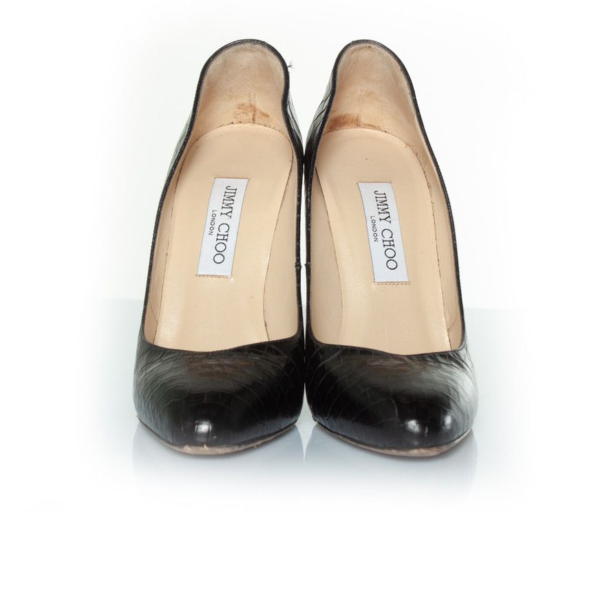 Jimmy Choo Jimmy Choo, Croco printed heels in black Size US 8 / IT 38 - 4 Thumbnail