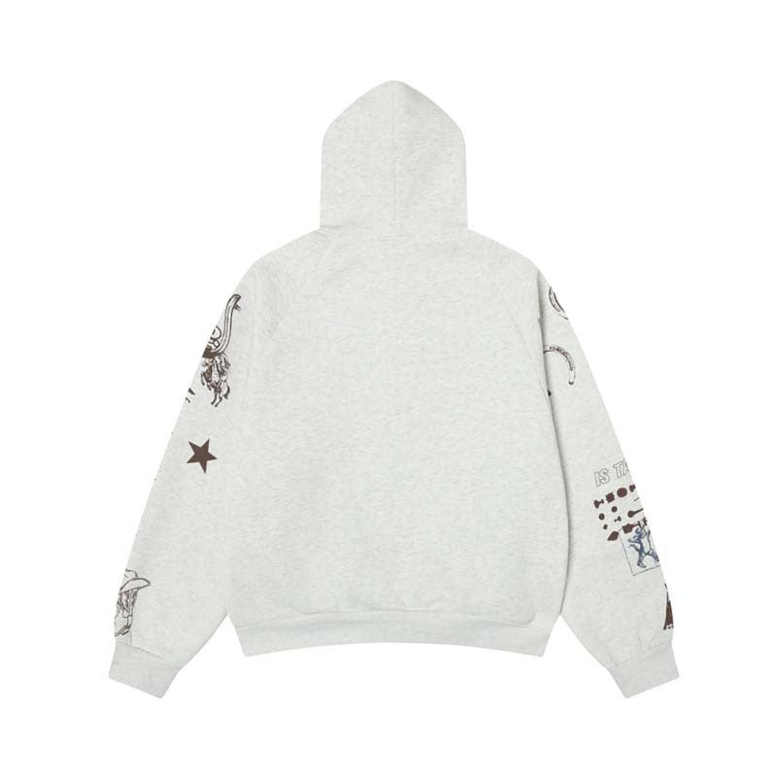 Japanese Brand Light Gray Graphic Zip-Up Hoodie, Casual Streetwear Size US M / EU 48-50 / 2 - 4 Thumbnail