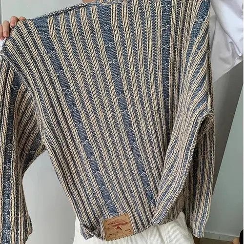 Japanese Brand Etsuko x Konno Men Loose Knitted Printed O Neck Long Sleeve Size US L / EU 52-54 / 3 - 3 Thumbnail
