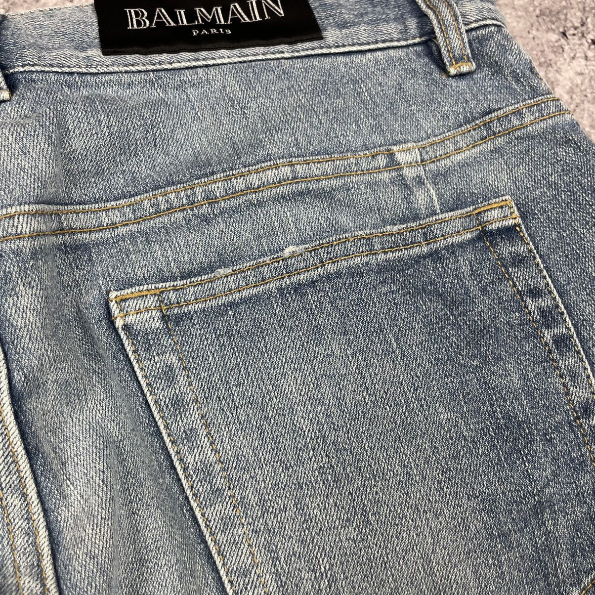 Balmain Balmain Light Blue Biker Stretch Denim Jeans Luxury Size US 34 / EU 50 - 14 Thumbnail