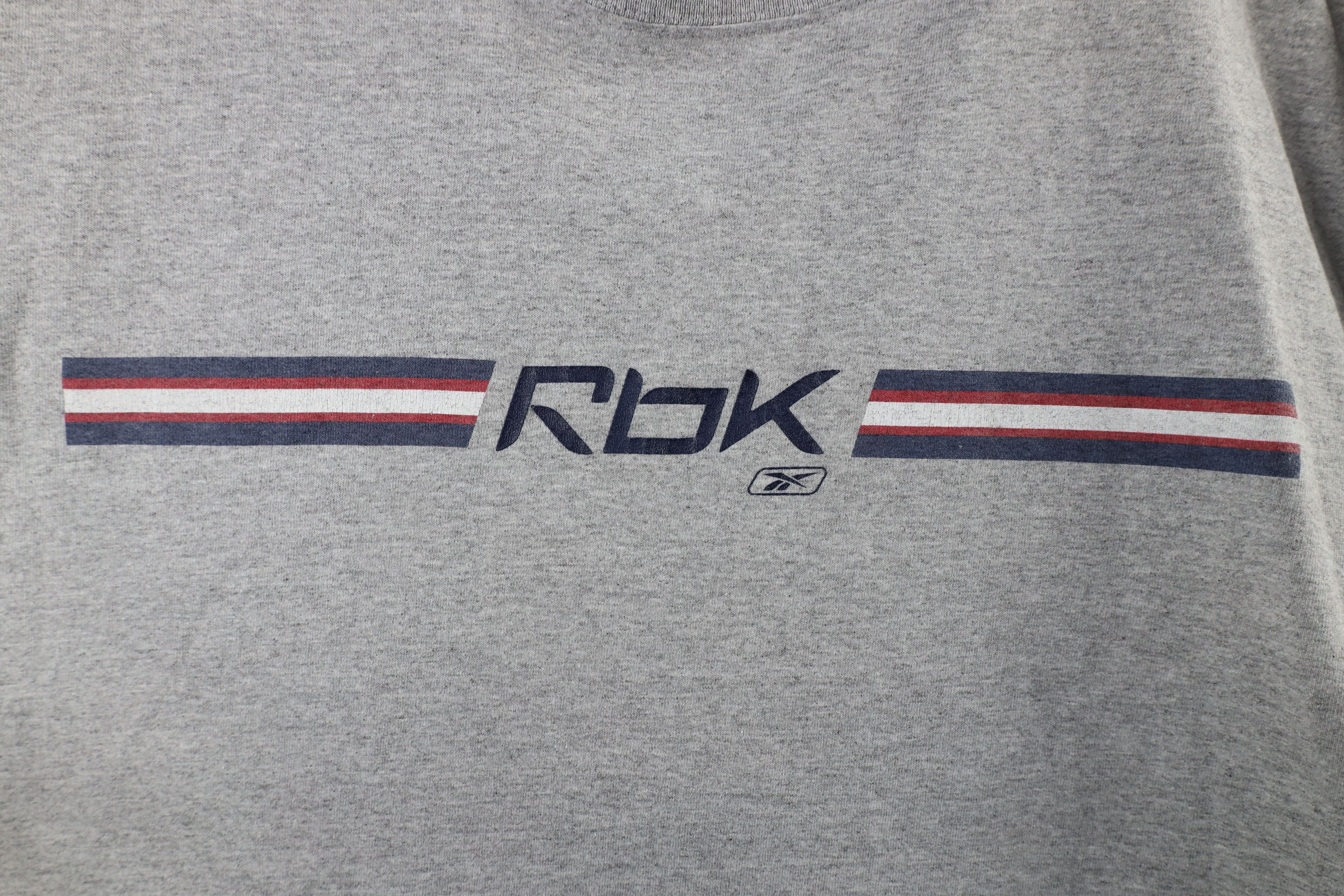 Reebok × Vintage Vintage 90s Reebok Out Striped Short Sleeve T-Shirt Gray Size US XL / EU 56 / 4 - 4 Thumbnail