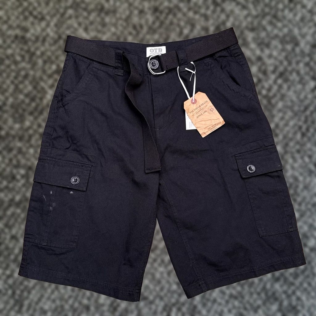 Vintage OTB One Tough Cargo Shorts Mens 32 Black Belted Pocket Zip Casual Twill Cotton Regular Fit Size US 32 / EU 48 - 1 Thumbnail