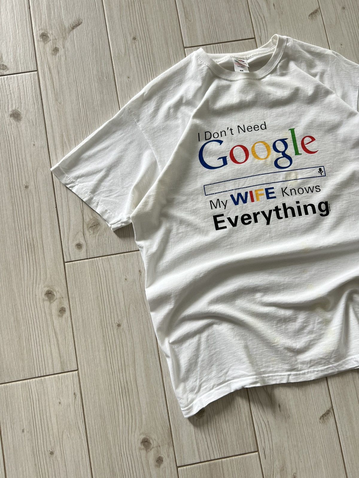 Vintage Funny I Dont Need Google My Wife Know Everething T-Shirt Size US XL / EU 56 / 4 - 5 Thumbnail