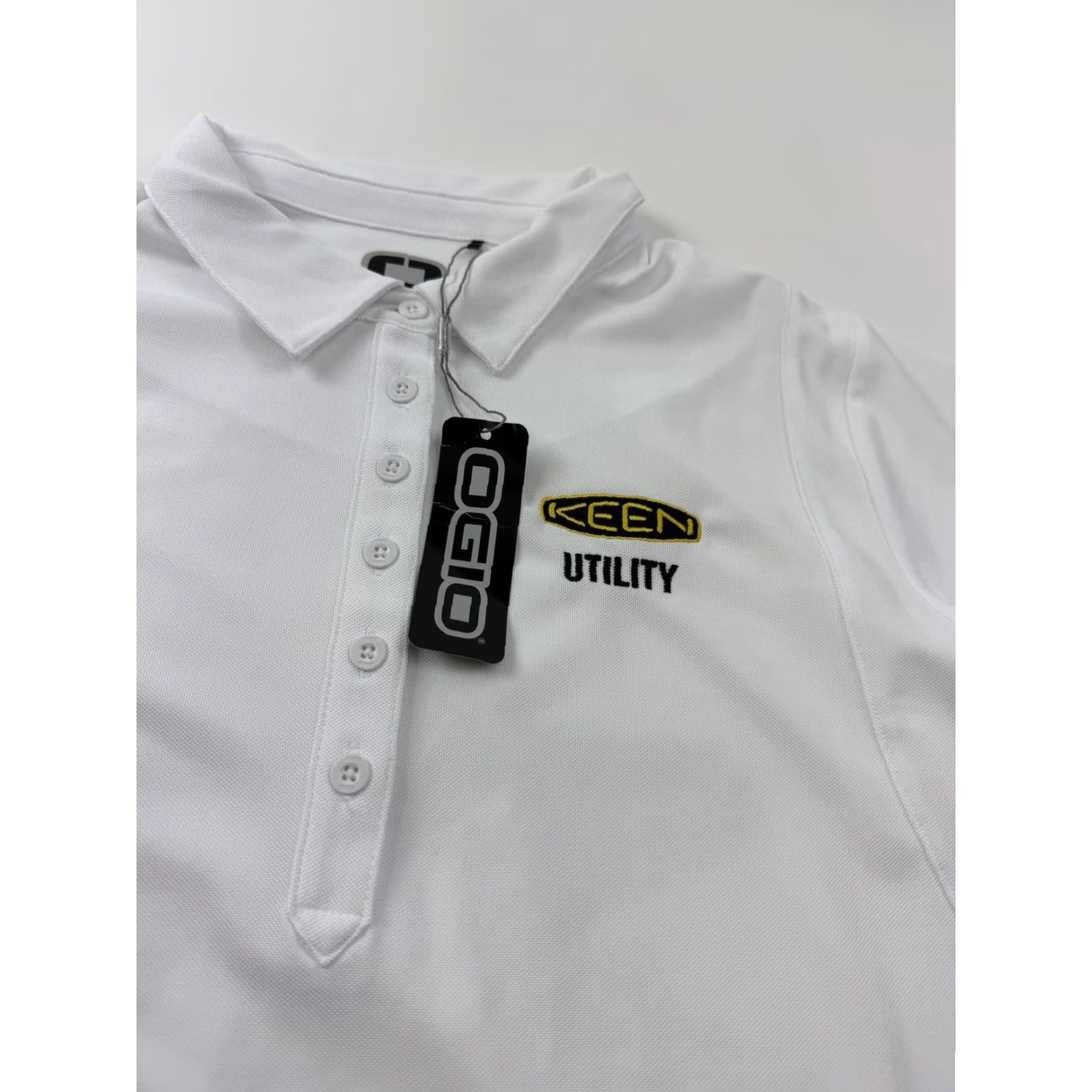 Vintage OGIO Polo Shirt Womens Large White Keen Utility Logo Short Sleeve Top Workwear Size L / US 10 / IT 46 - 2 Thumbnail