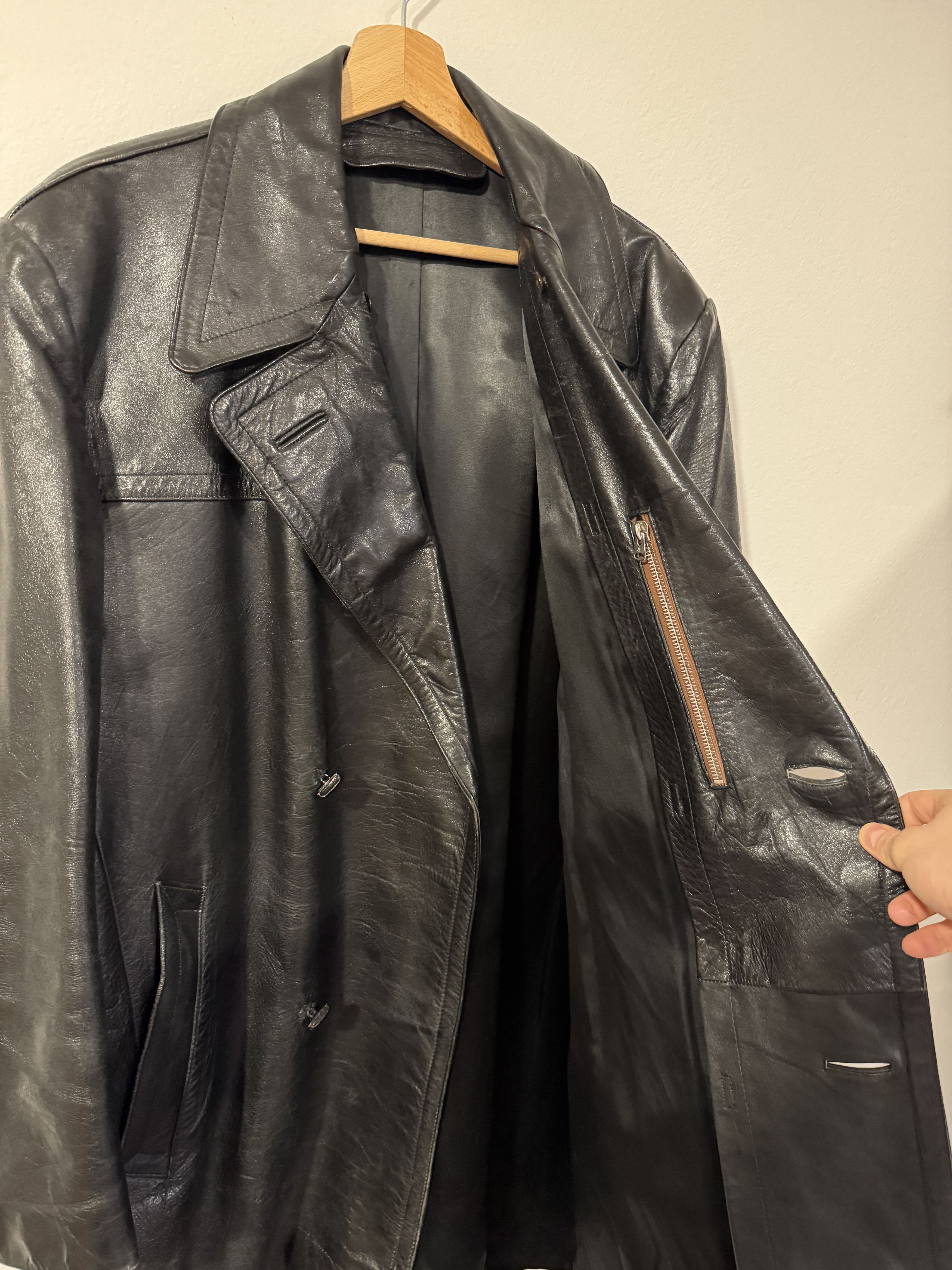 Vintage Leather trench coat vintage archive 80s tailored L Size US L / EU 52-54 / 3 - 12 Thumbnail