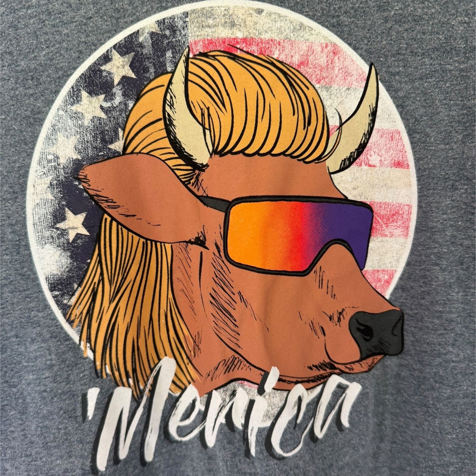 Other 'Merica Bull Mullet Gray Graphic T-Shirt Unisex Medium NWOT Size US M / EU 48-50 / 2 - 3 Thumbnail
