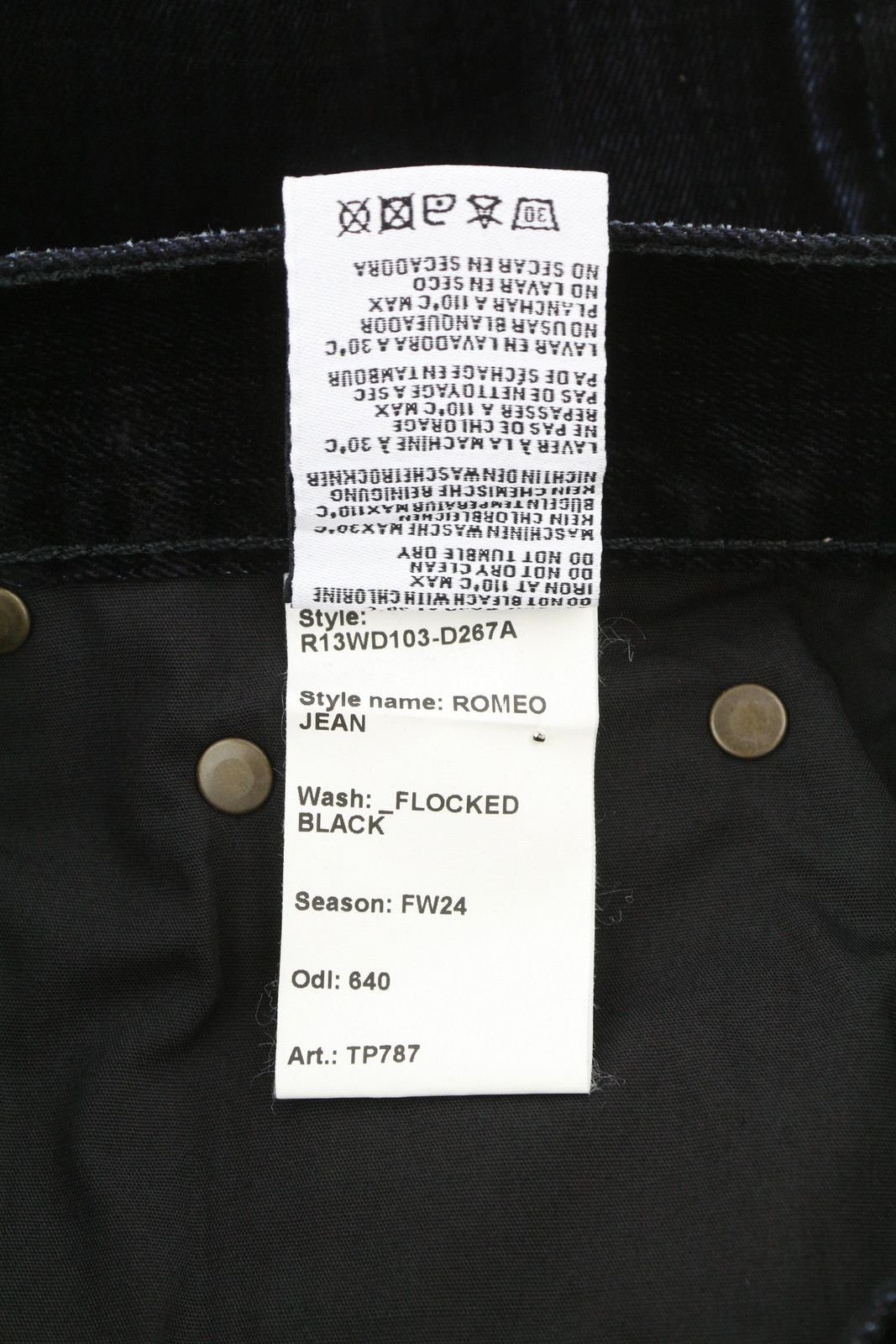 R13 ROMEO 24 Flocked Black Velvet Cropped Low Rise Dark 86244 Size 24" / US 00 / IT 34 - 10 Thumbnail