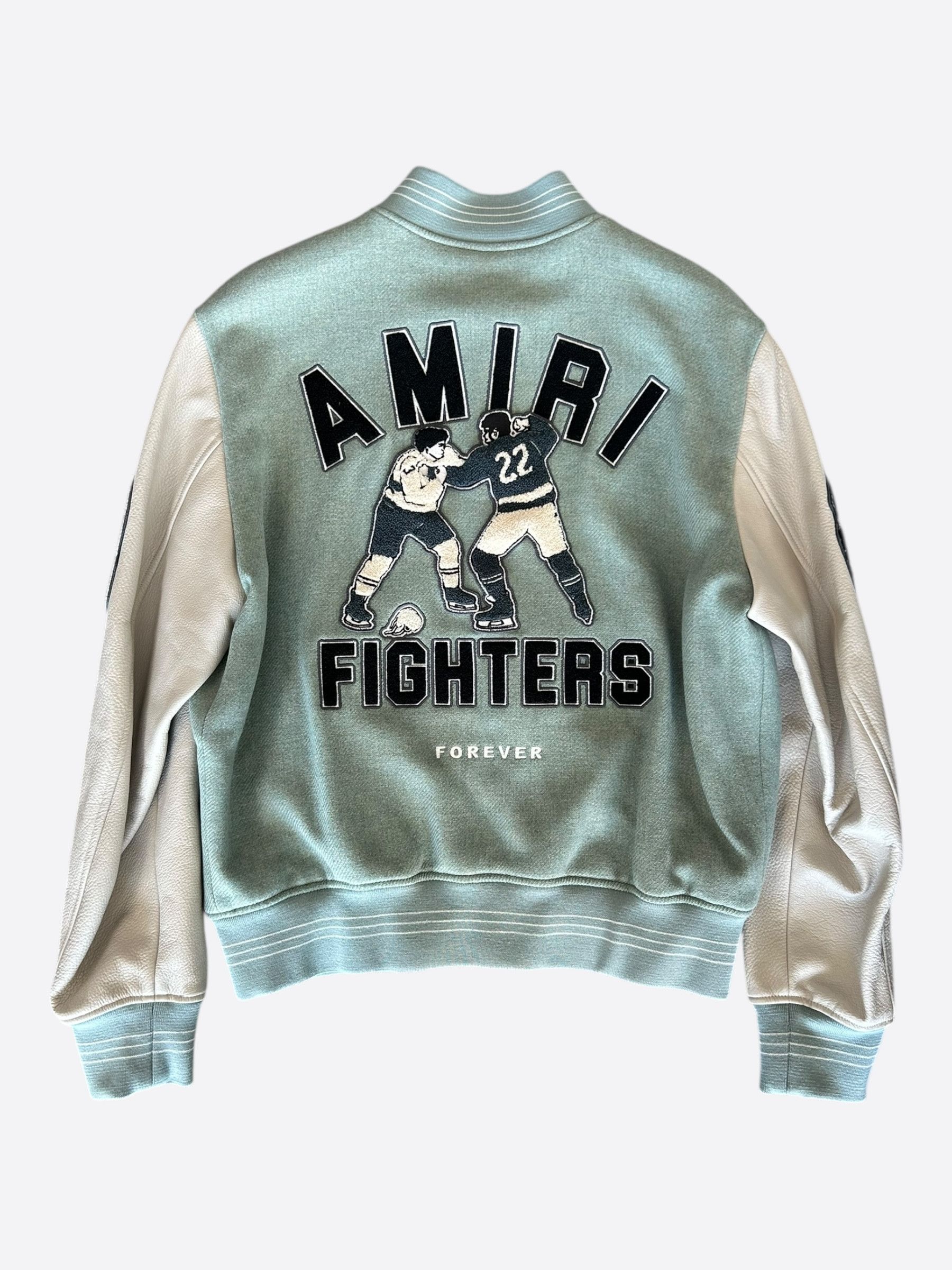 Amiri Amiri Frosty Green & White Fighters Varsity Jacket Size US XL / EU 56 / 4 - 2 Thumbnail