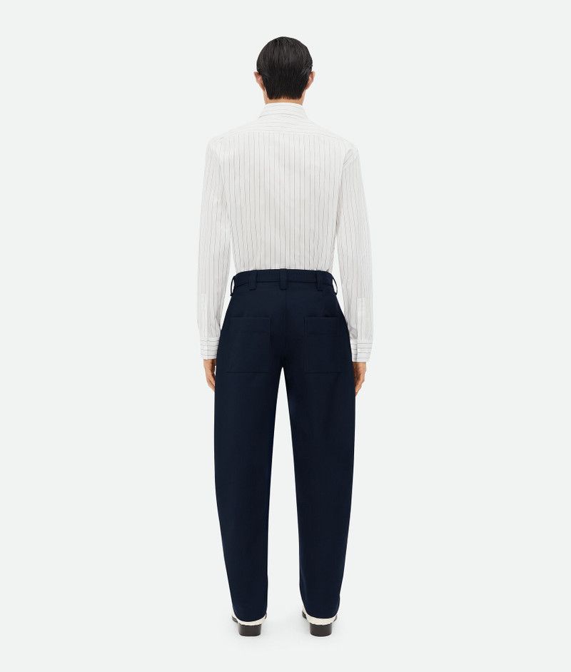 Bottega Veneta o1bcso1str0526 Bonded Wool And Cotton Tapered Pants in Navy Size US 32 / EU 48 - 3 Thumbnail