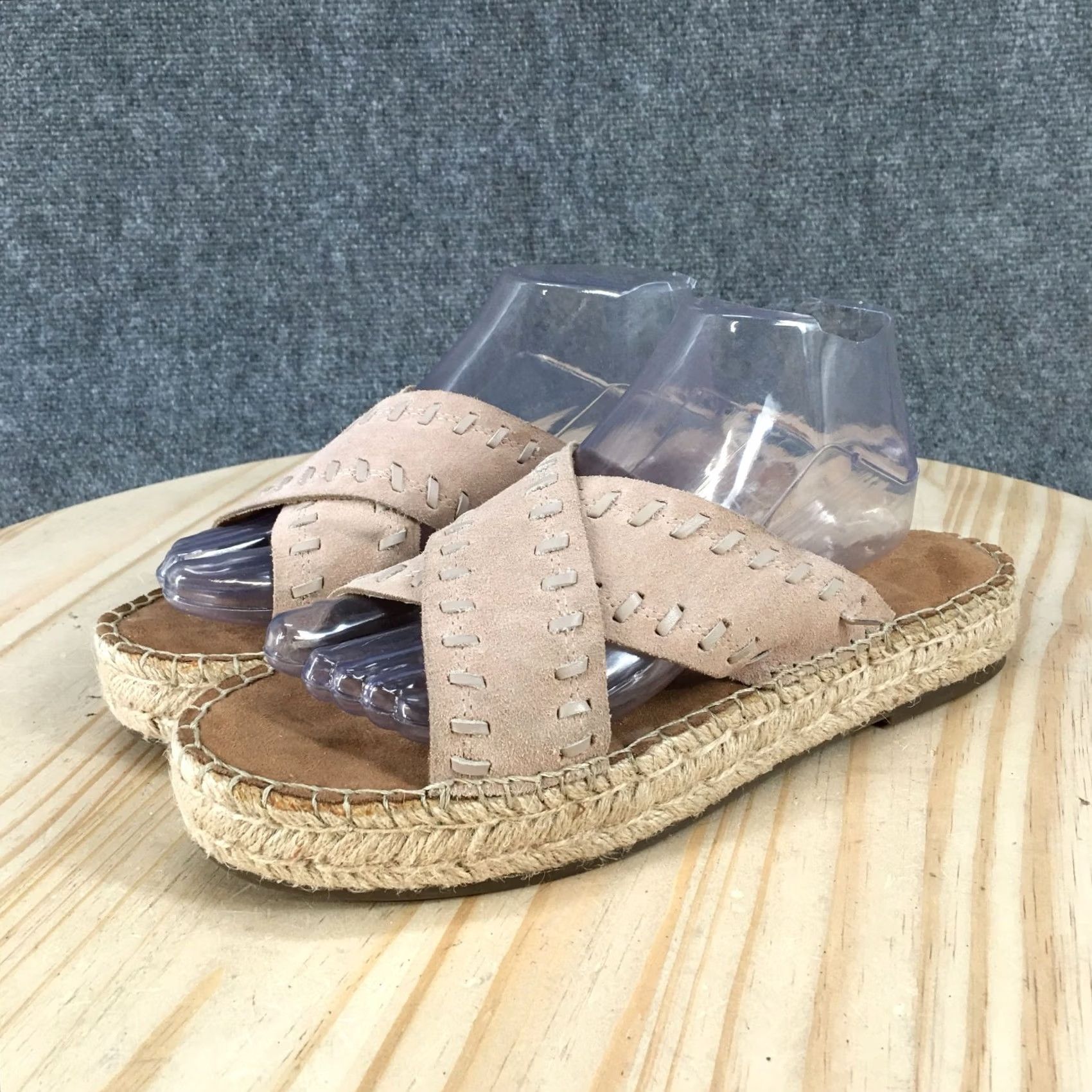 Vintage Aerosoles Sandals Womens 10 Casual Slip On Cross Strap Slide Espadrille Brown Size US 10 / IT 40 - 3 Thumbnail