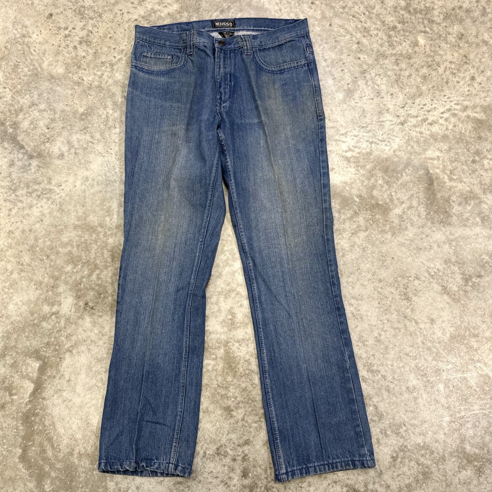 Vintage VINTAGE Russo Jeans Mens 38x34 Hip Hop Embroidered Wide-Leg Denim Distressed Blue Cotton Jeans Mens Size US 38 / EU 54 - 4 Thumbnail