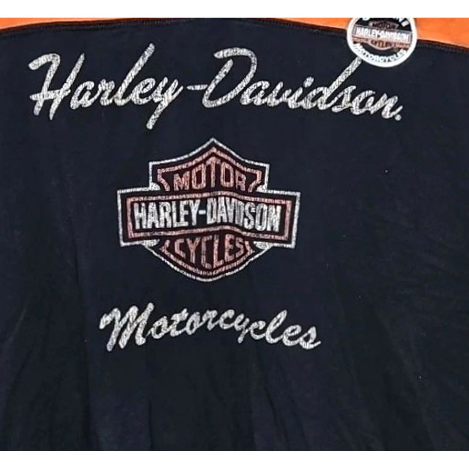 Harley Davidson Y2K Harley-Davidson Women's XL Black Color Block V-Neck Biker Jersey Tee Size XL / US 12-14 / IT 48-50 - 2 Thumbnail