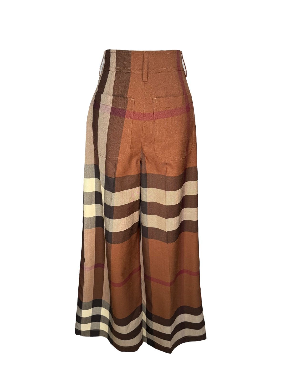 Burberry Burberry Wool Wide-Leg Check Trousers Size 27" / US 4 / IT 40 - 2 Thumbnail